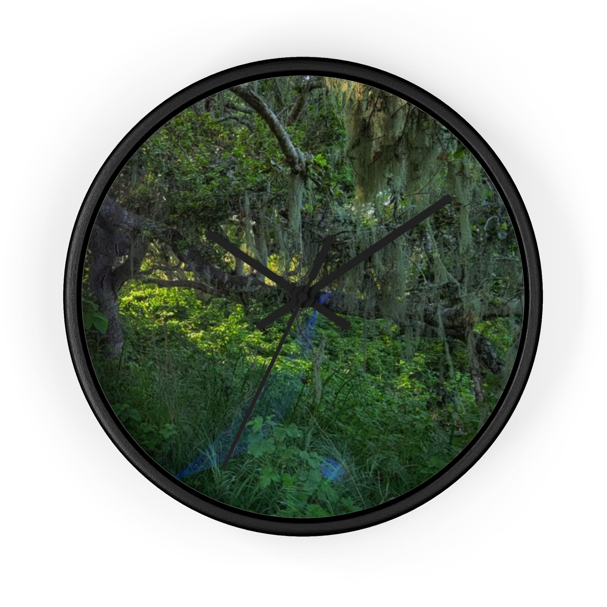 Mossy Forest Wall Clock — Tranquil Green Woodland Timepiece