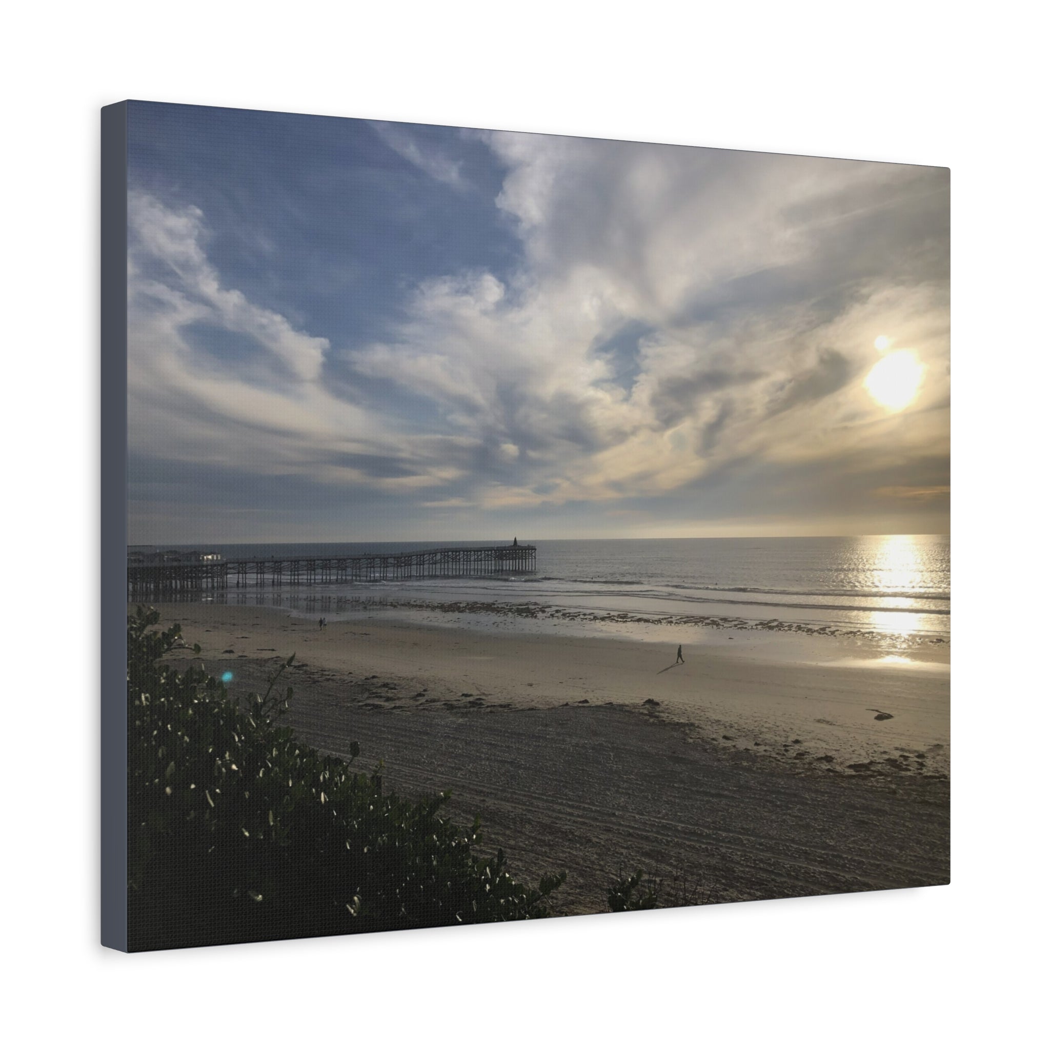 Sunset Pier Beach Canvas Print — Matte Stretched Wall Art