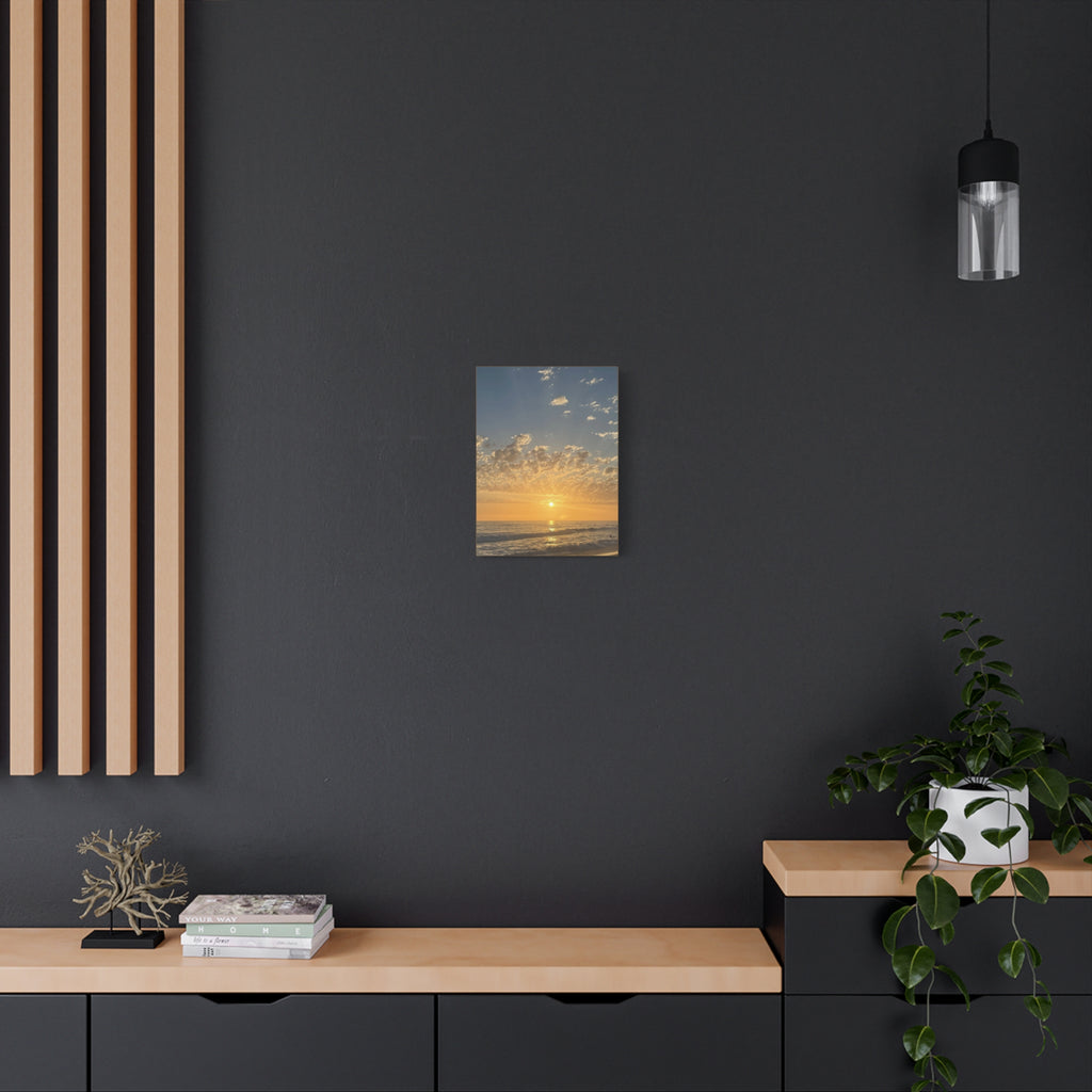 Sunset Over Ocean Matte Canvas Print — Beach Sunrise Wall Art (Stretched 1.25")