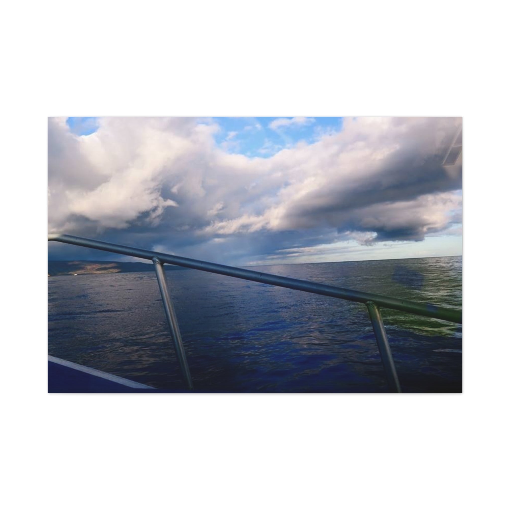 Ocean Horizon Boat Ride Matte Canvas Print – Stretched Seascape Wall Art
