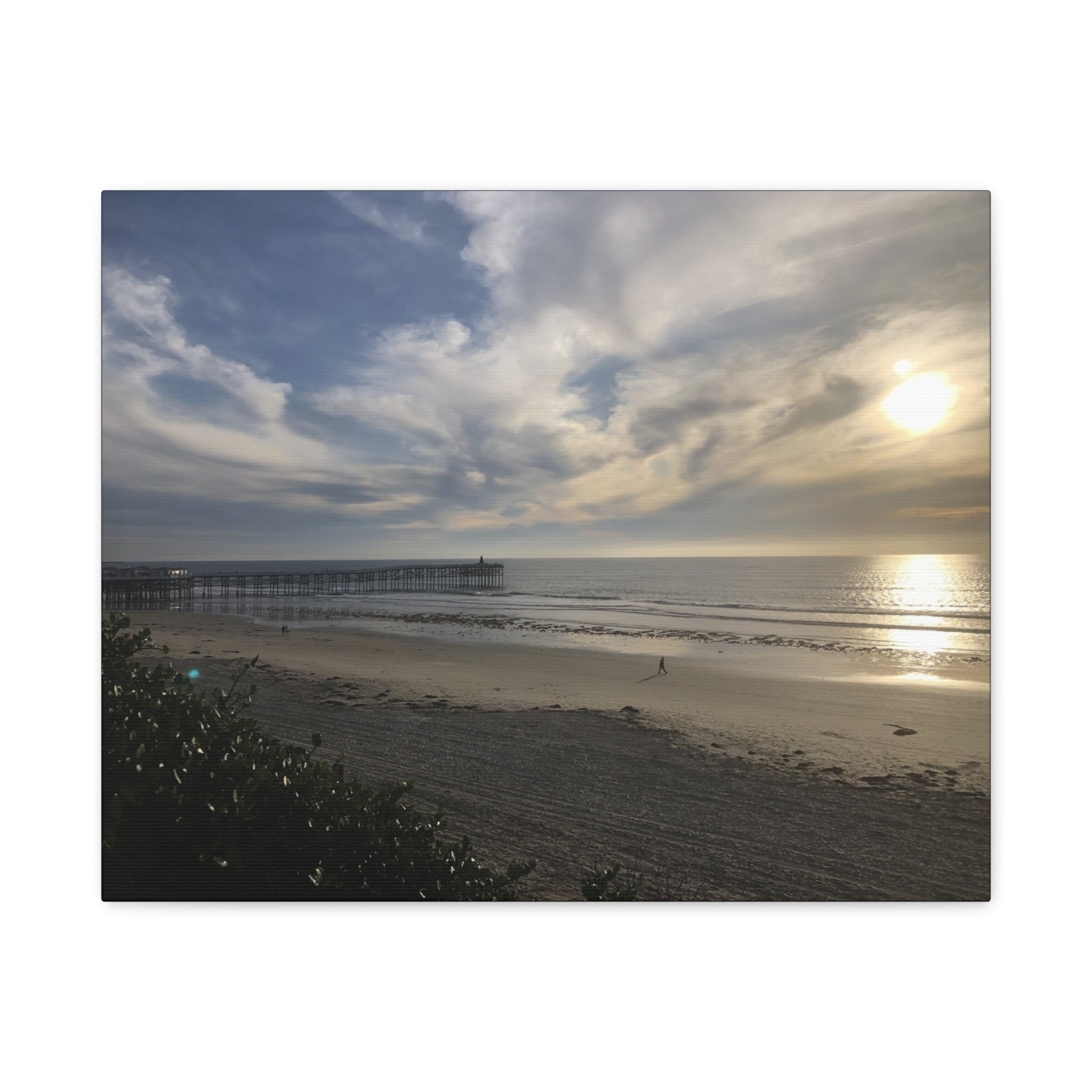 Sunset Pier Beach Canvas Print — Matte Stretched Wall Art