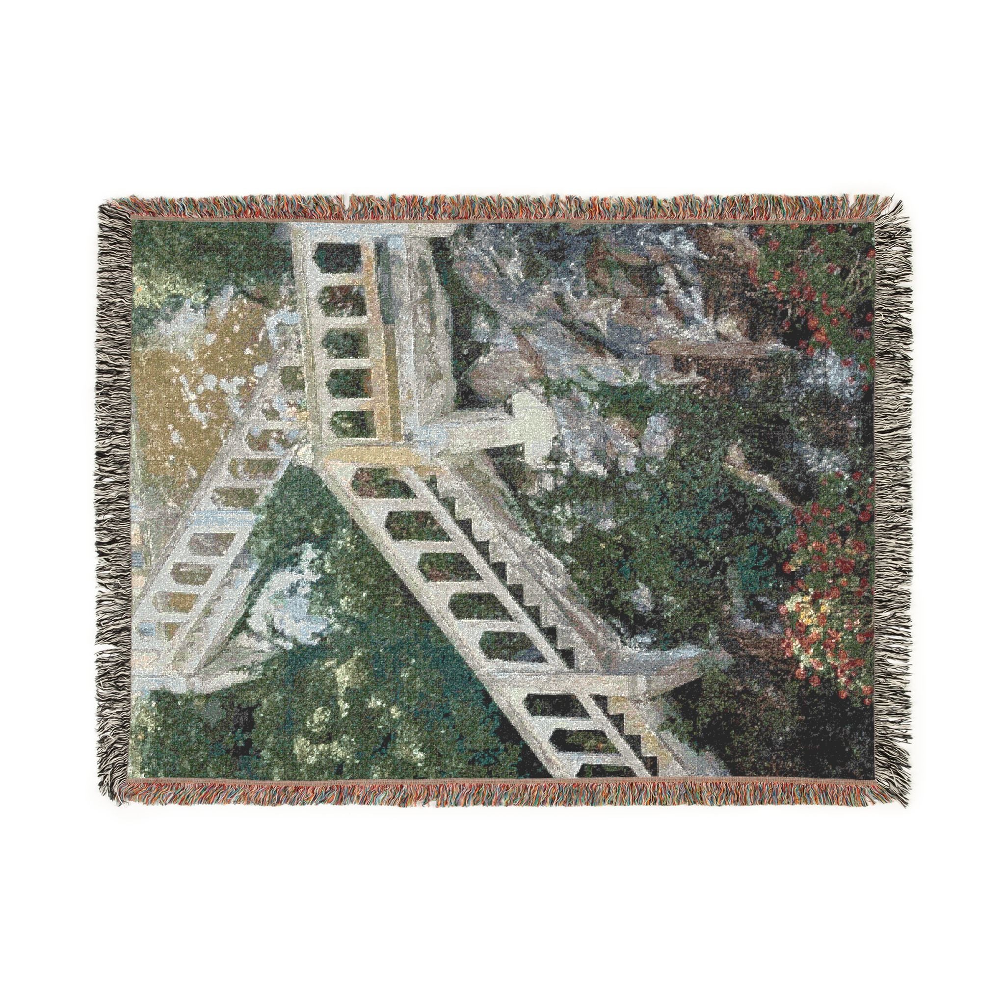Woven Blanket — Scenic Stone Staircase Tapestry Throw