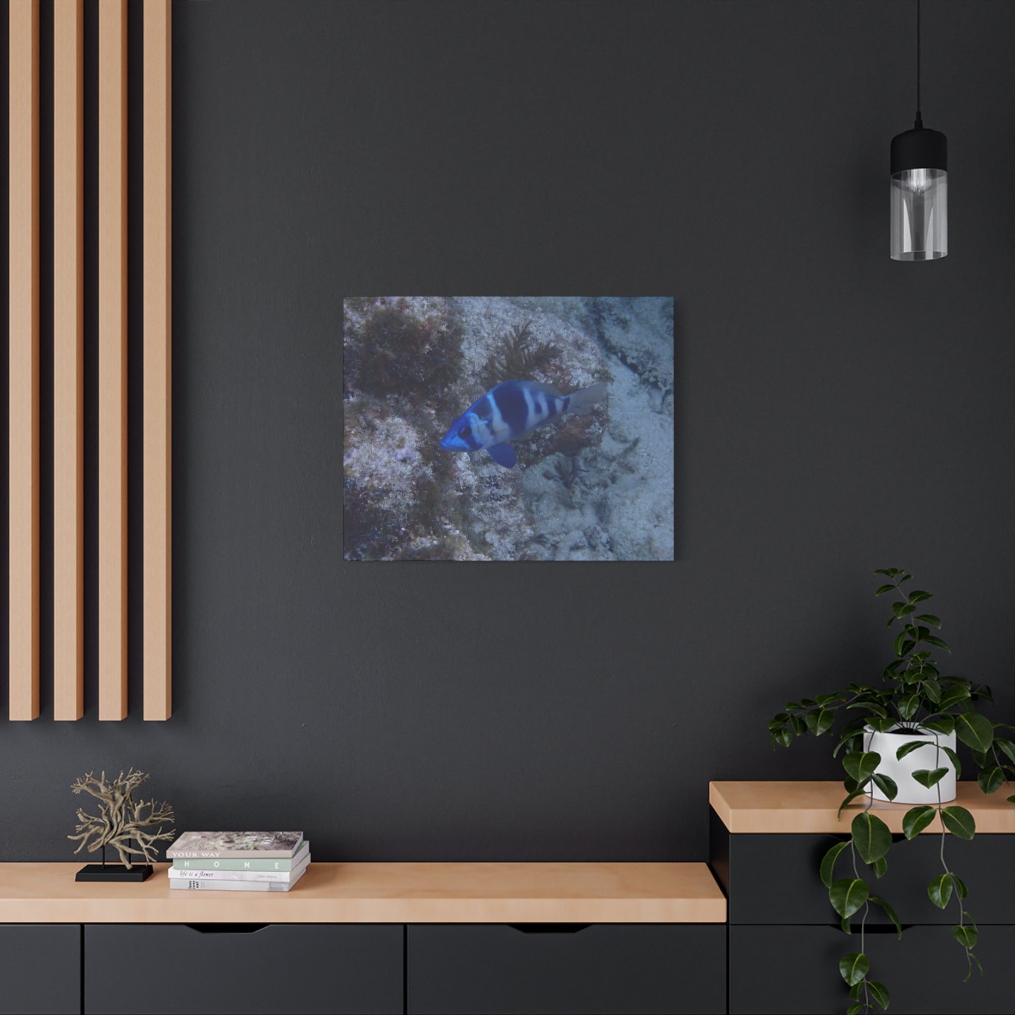 Indigo Hamlet Canvas Print — Underwater Matte Stretched Wall Art