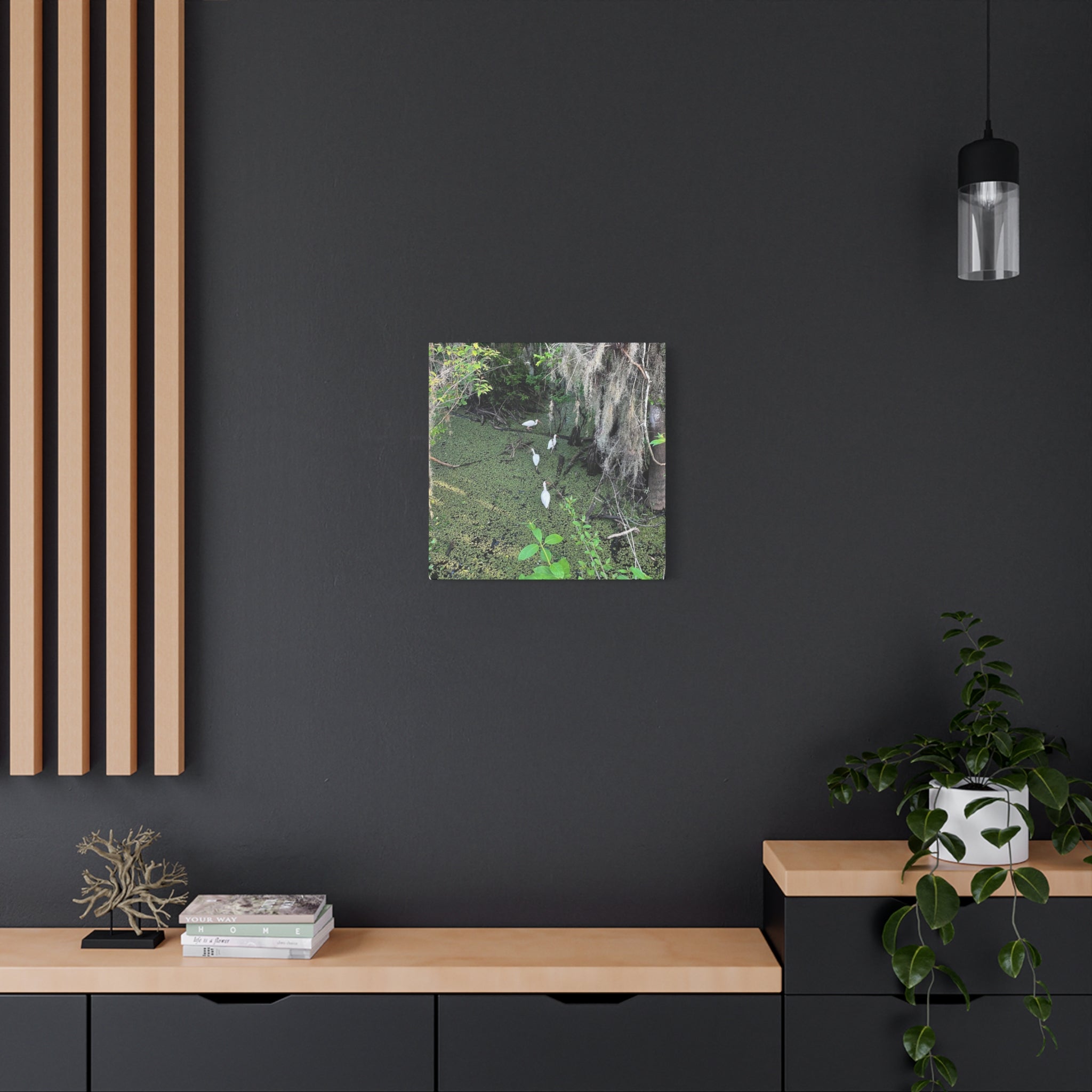 Swamp Egrets Canvas Print — Matte Stretched Nature Wall Art