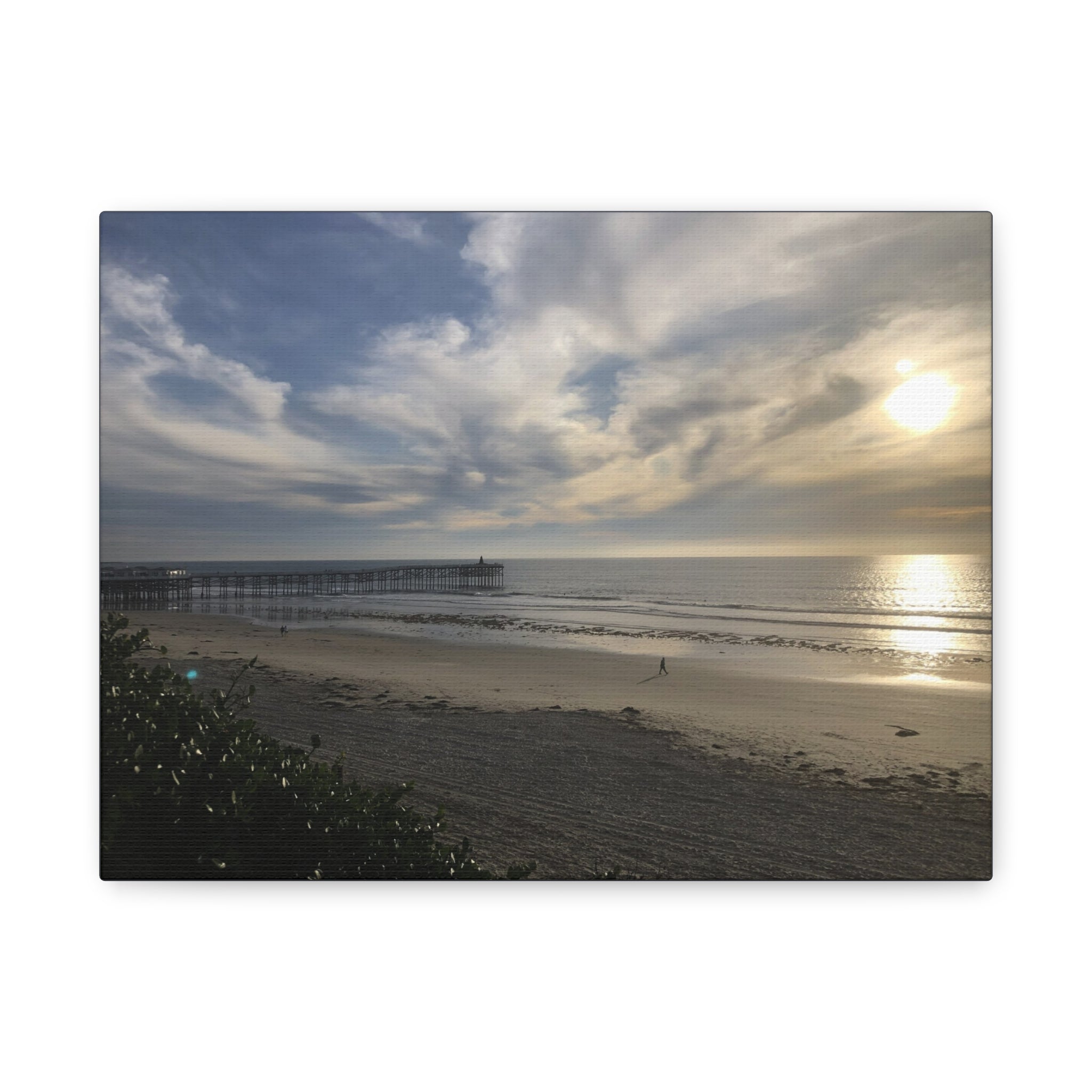 Sunset Pier Beach Canvas Print — Matte Stretched Wall Art