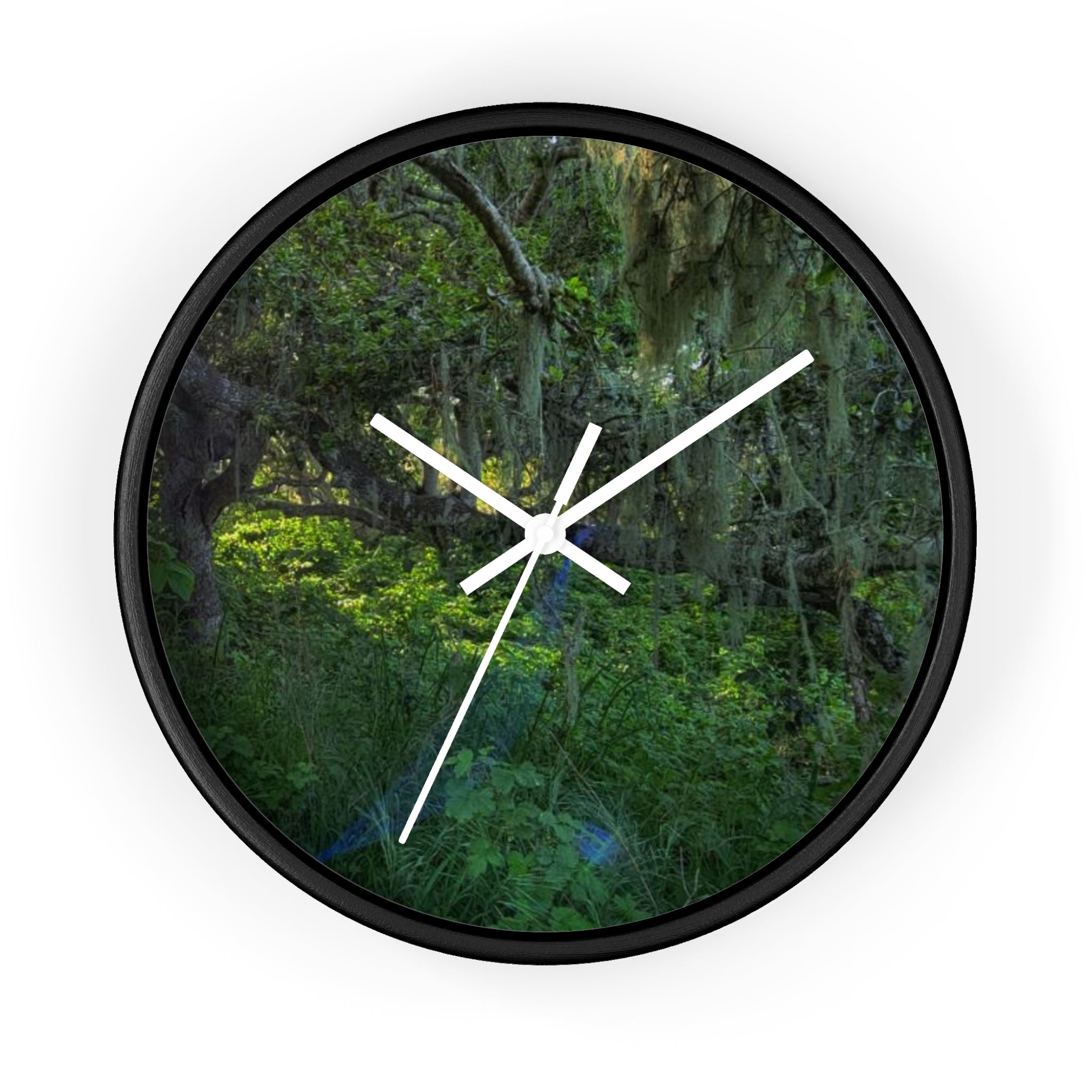 Mossy Forest Wall Clock — Tranquil Green Woodland Timepiece