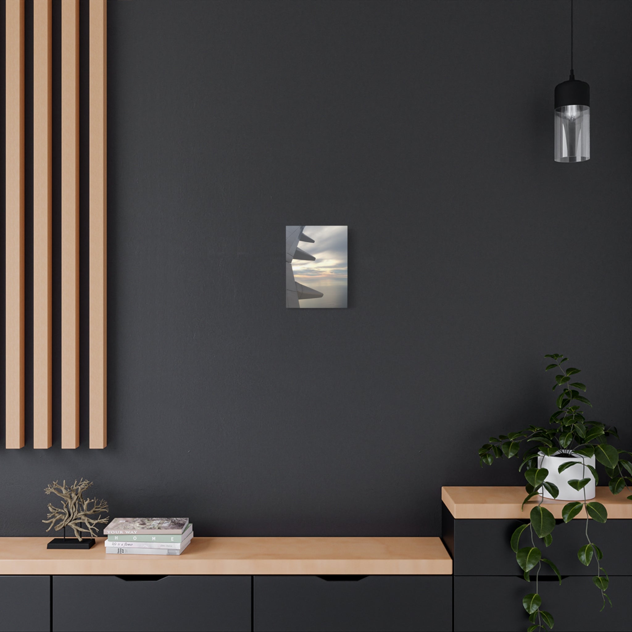 Airplane Wing Sunset Canvas Print — Matte Stretched Wall Art
