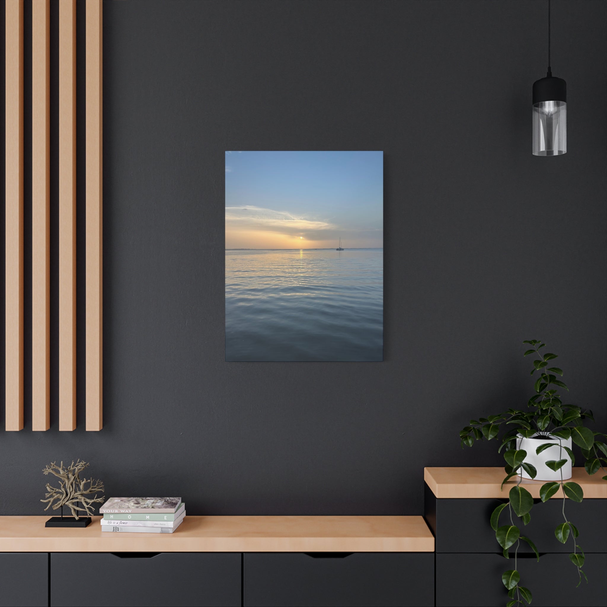 Sunset Sail Matte Canvas Print — Tranquil Ocean Wall Art, Stretched 1.25"