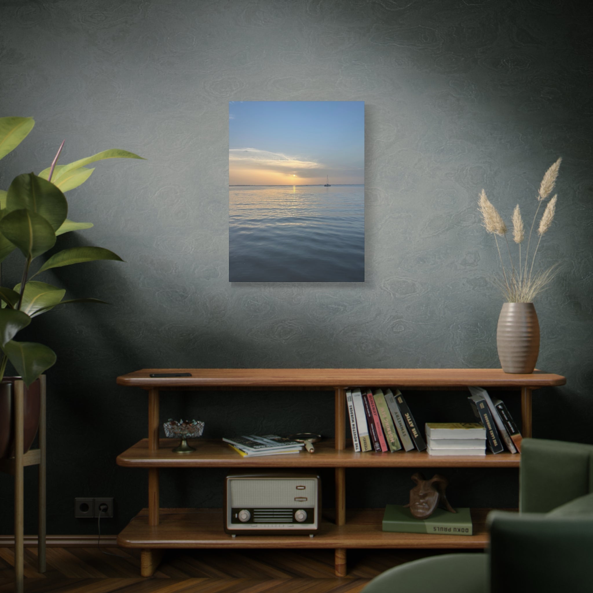 Sunset Sail Matte Canvas Print — Tranquil Ocean Wall Art, Stretched 1.25"