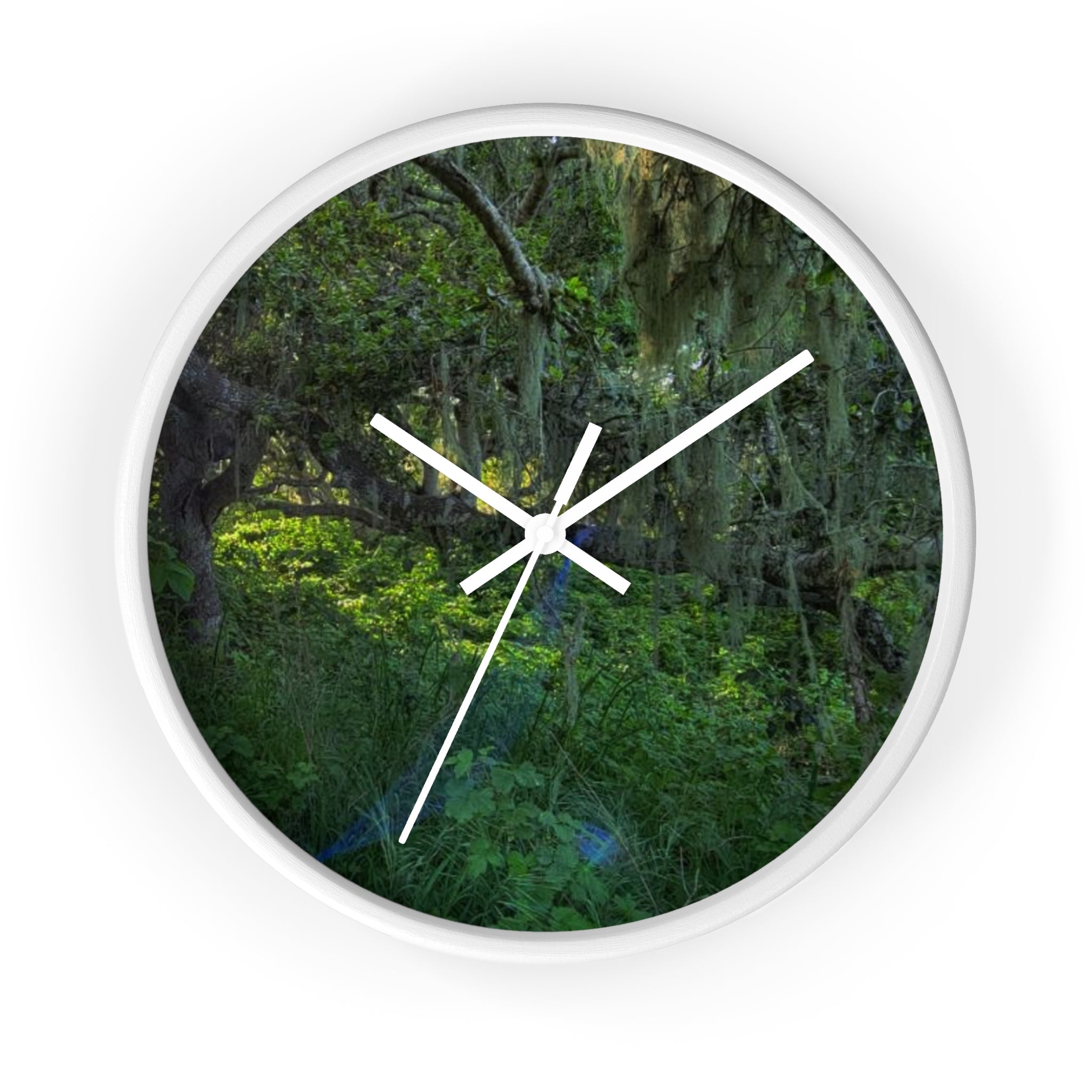 Mossy Forest Wall Clock — Tranquil Green Woodland Timepiece