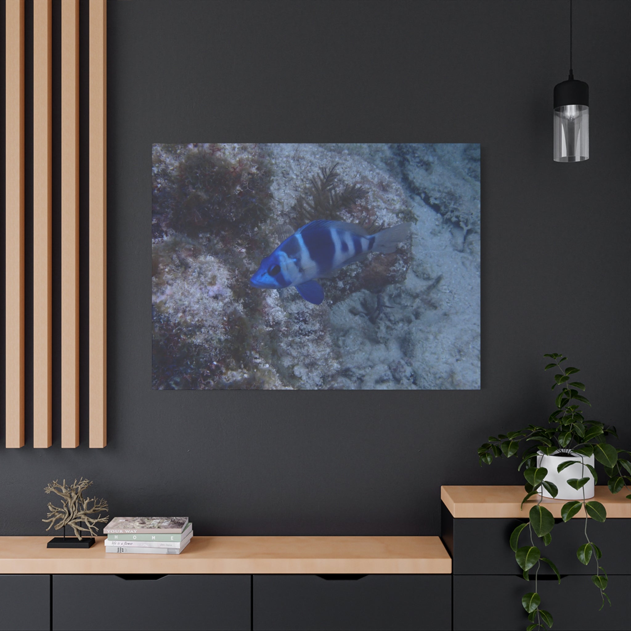 Indigo Hamlet Canvas Print — Underwater Matte Stretched Wall Art