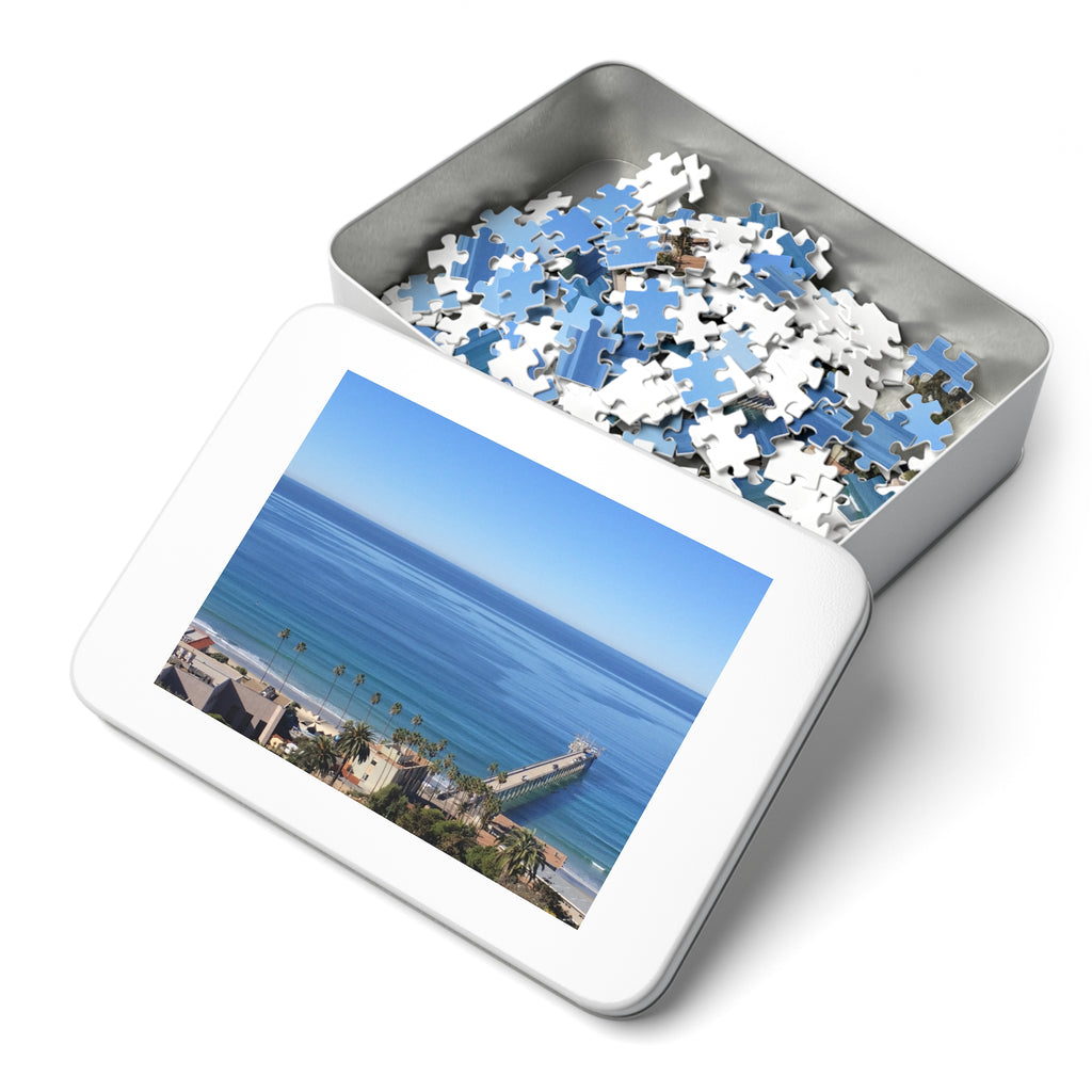 Coastal Pier Jigsaw Puzzle (with Tin) — Scenic Ocean View Puzzle Gift
