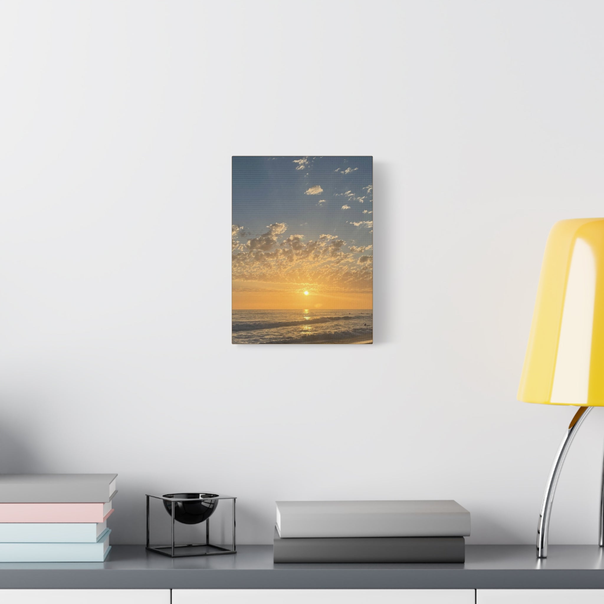 Sunset Over Ocean Matte Canvas Print — Beach Sunrise Wall Art (Stretched 1.25")
