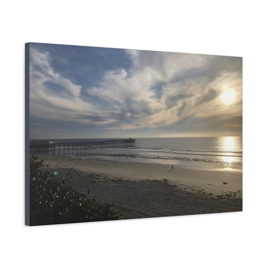 Sunset Pier Beach Canvas Print — Matte Stretched Wall Art
