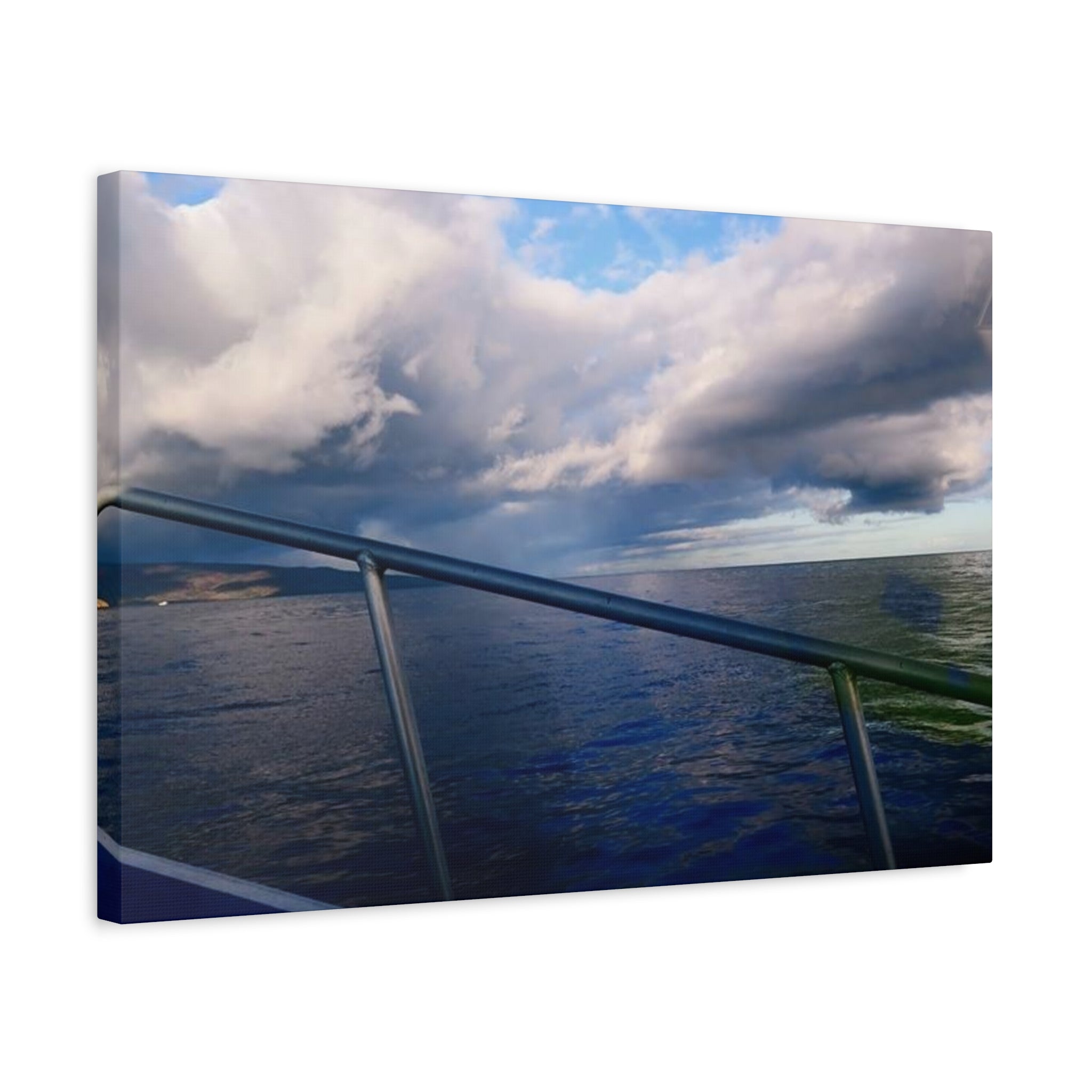 Ocean Horizon Boat Ride Matte Canvas Print – Stretched Seascape Wall Art