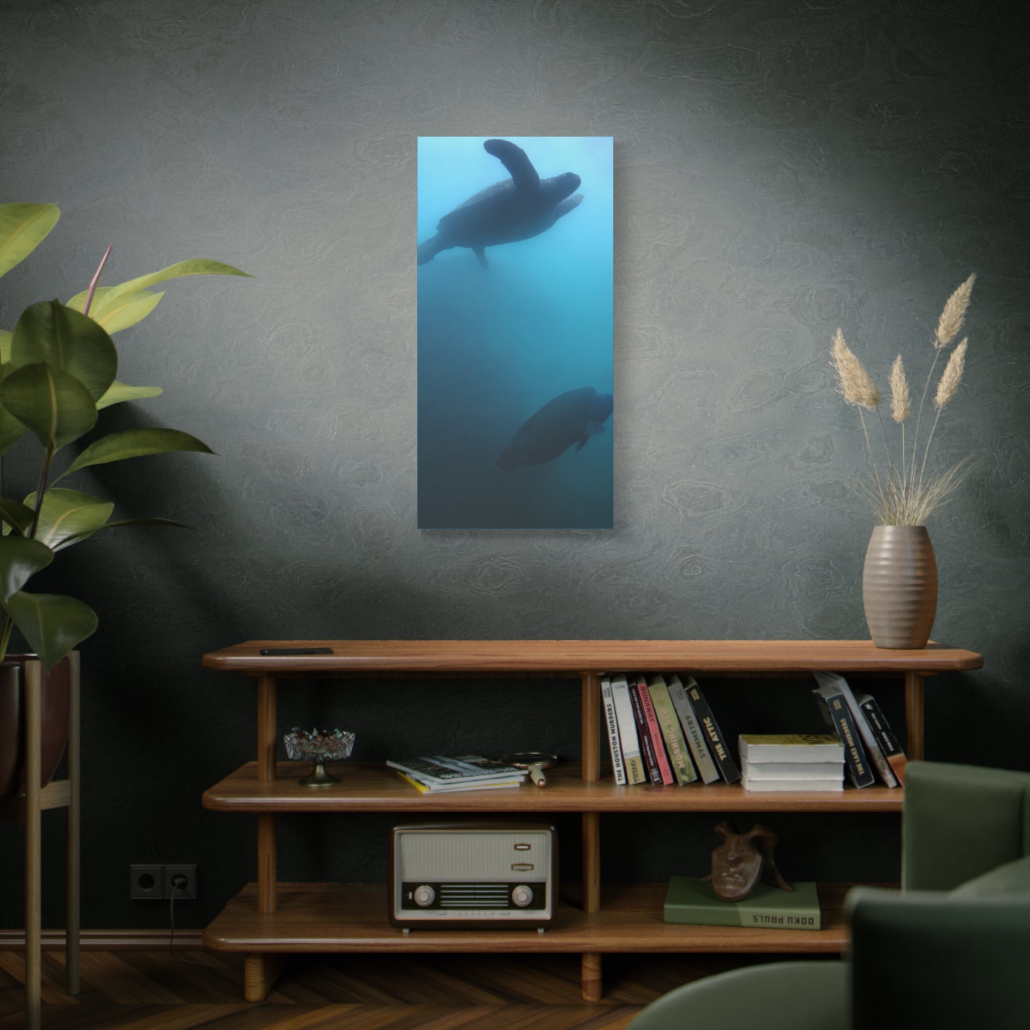 Sea Turtle and Humphead Wrasse Ocean Canvas Wall Art — Matte Stretched 1.25"