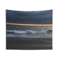 Ocean Sunset Wall Tapestry — Moody Beach Waves Coastal Wall Art