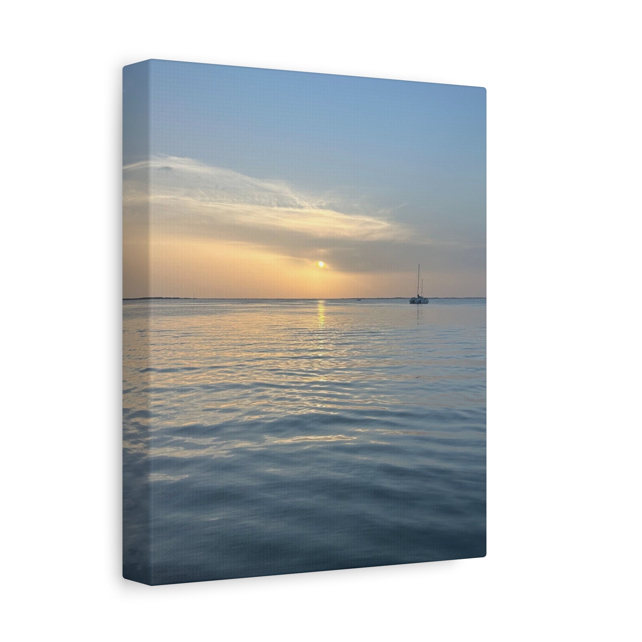 Sunset Sail Matte Canvas Print — Tranquil Ocean Wall Art, Stretched 1.25"
