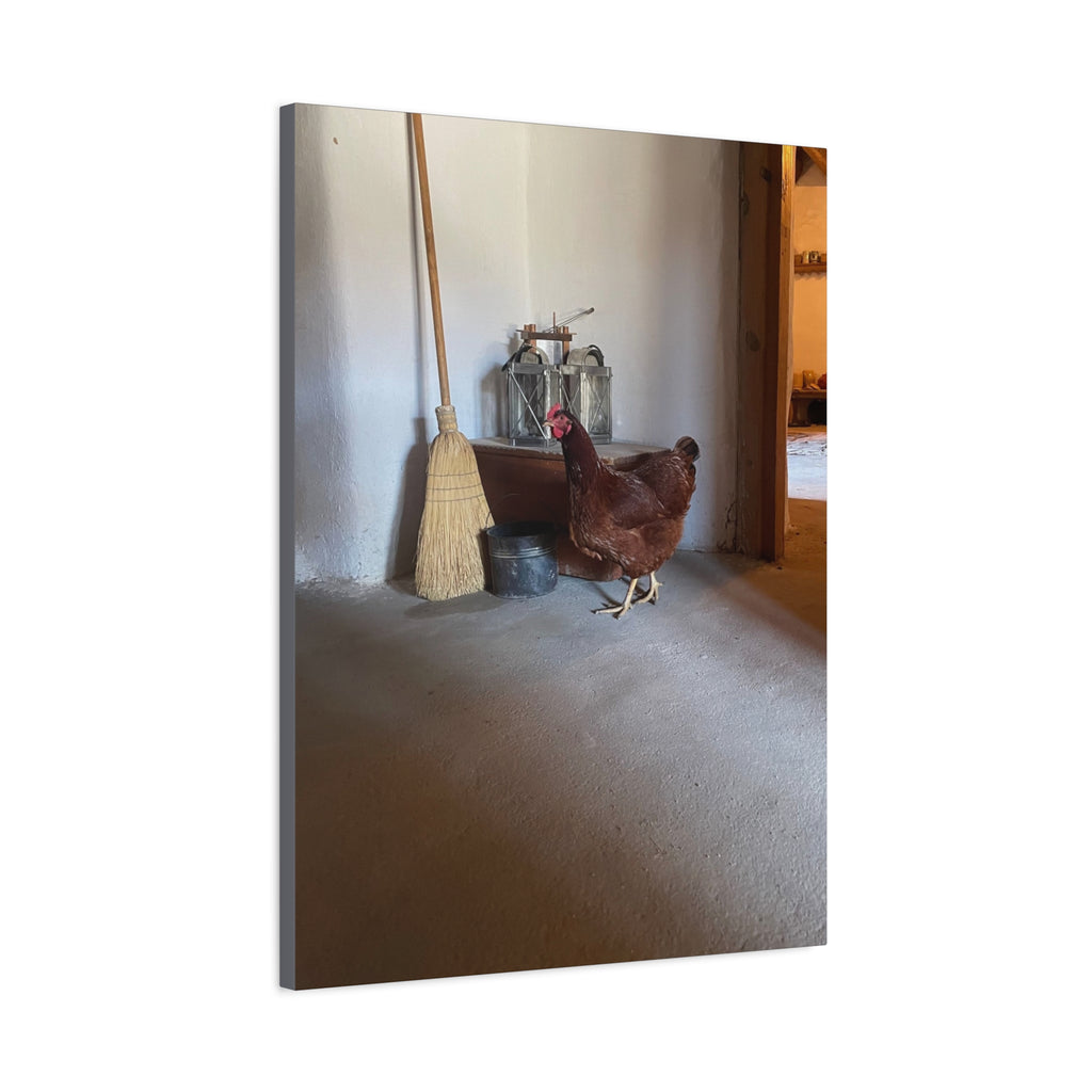 Farmhouse Chicken Canvas Print - Rustic Hen Matte Stretched Wall Art