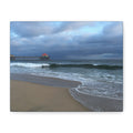 Ocean Pier Beach Canvas Print — Moody Seascape Matte Stretched Wall Art