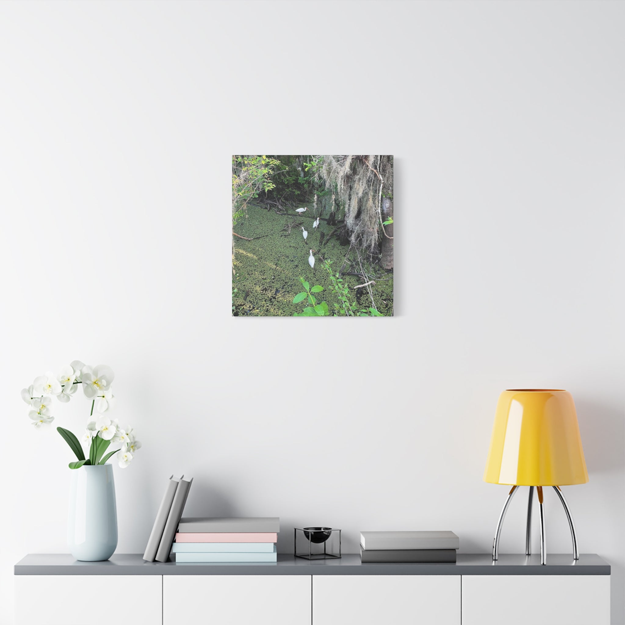 Swamp Egrets Canvas Print — Matte Stretched Nature Wall Art