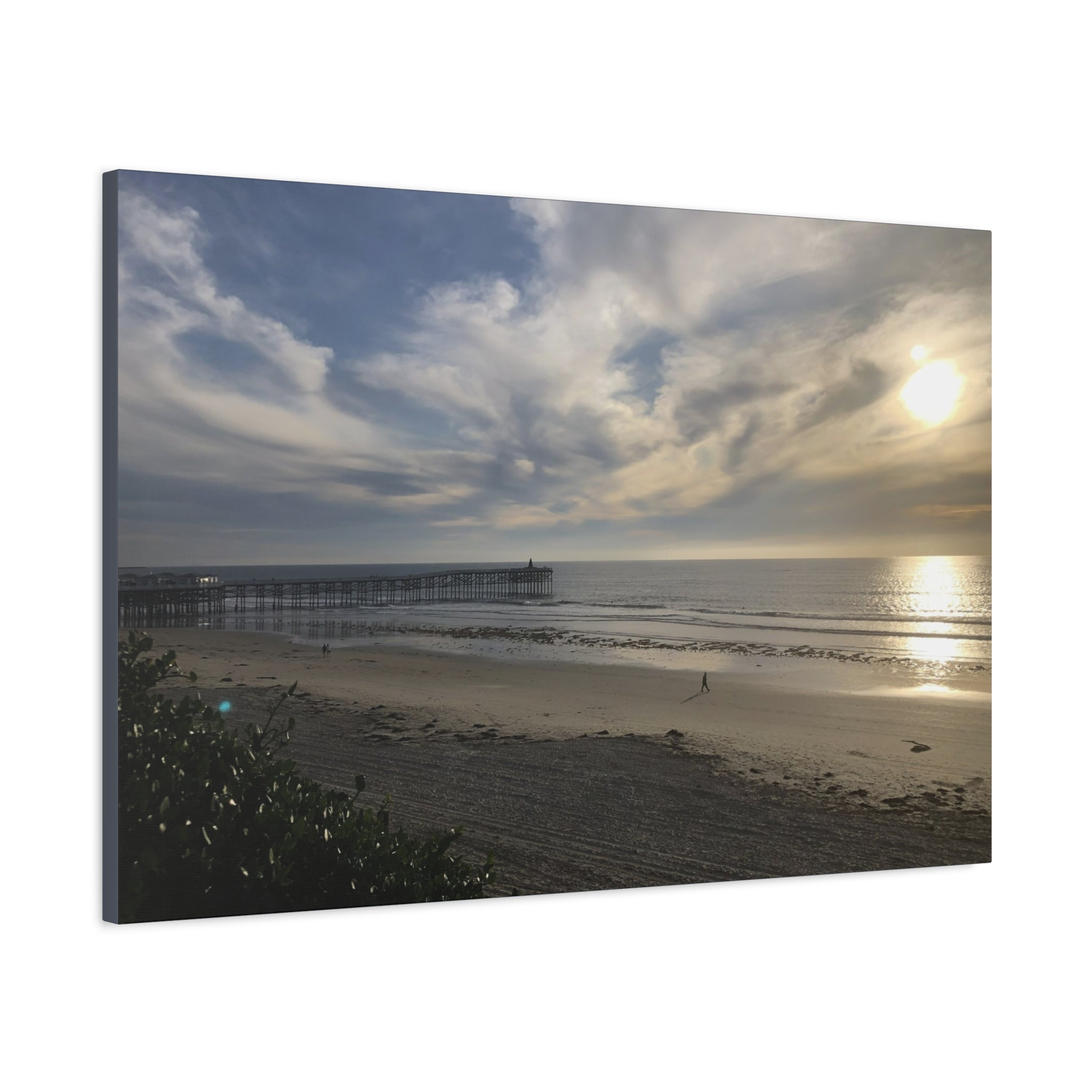 Sunset Pier Beach Canvas Print — Matte Stretched Wall Art
