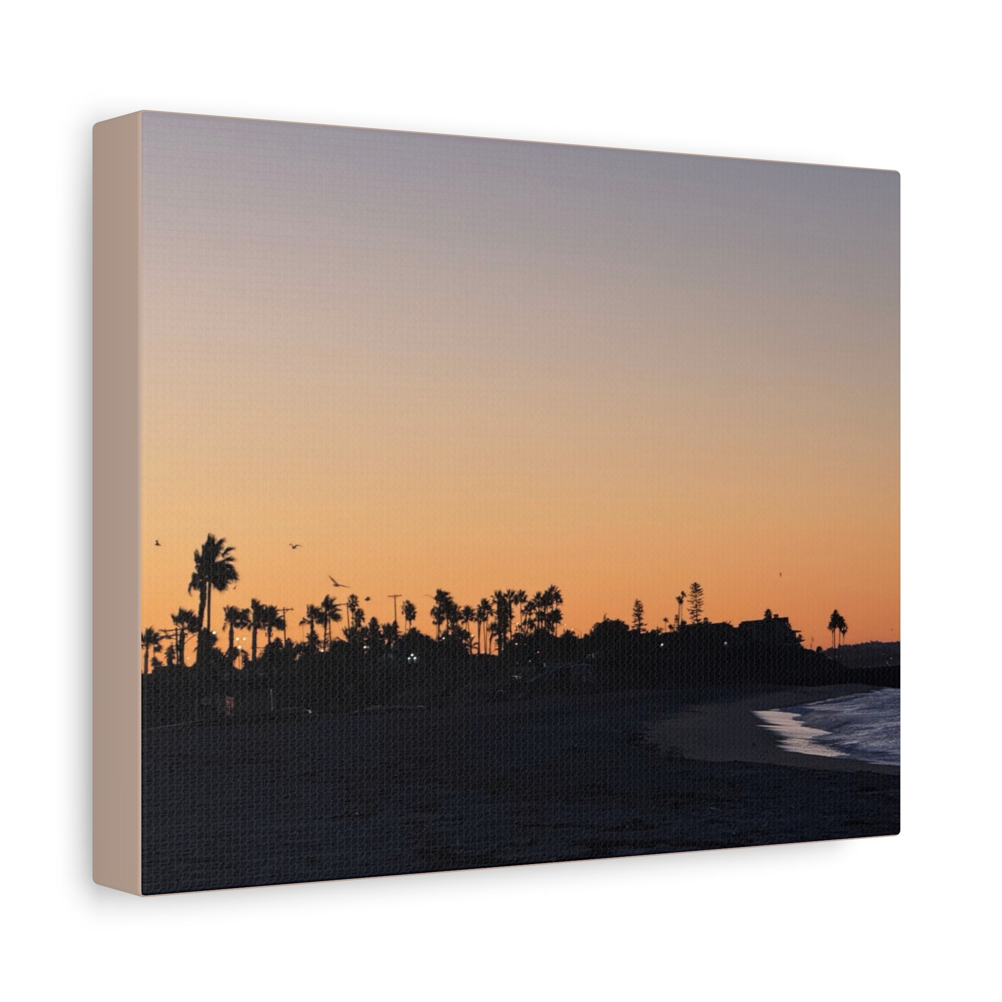 Sunset Beach Silhouette Matte Canvas Print