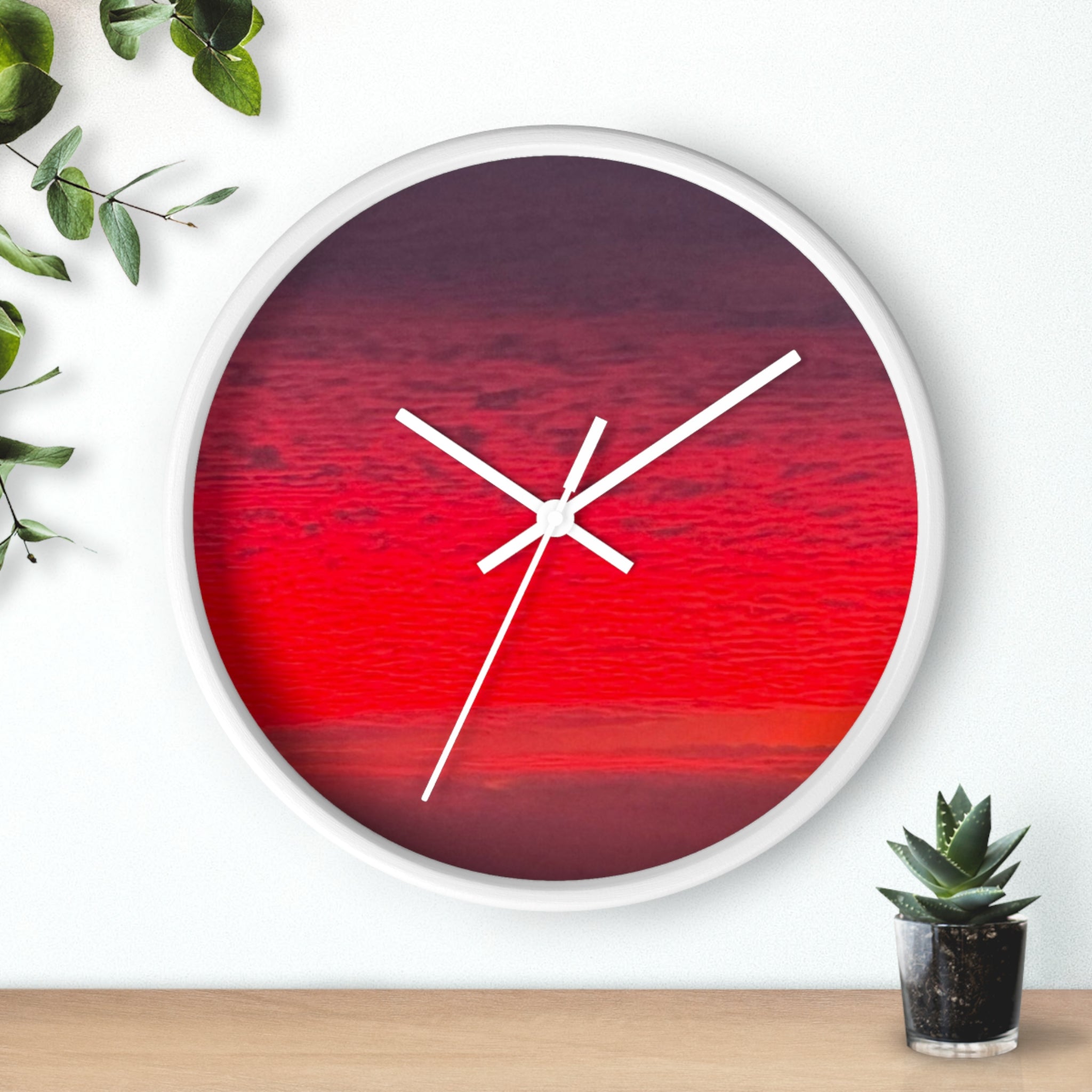Vibrant Sunset Wall Clock — Modern Gradient Sunset Decor