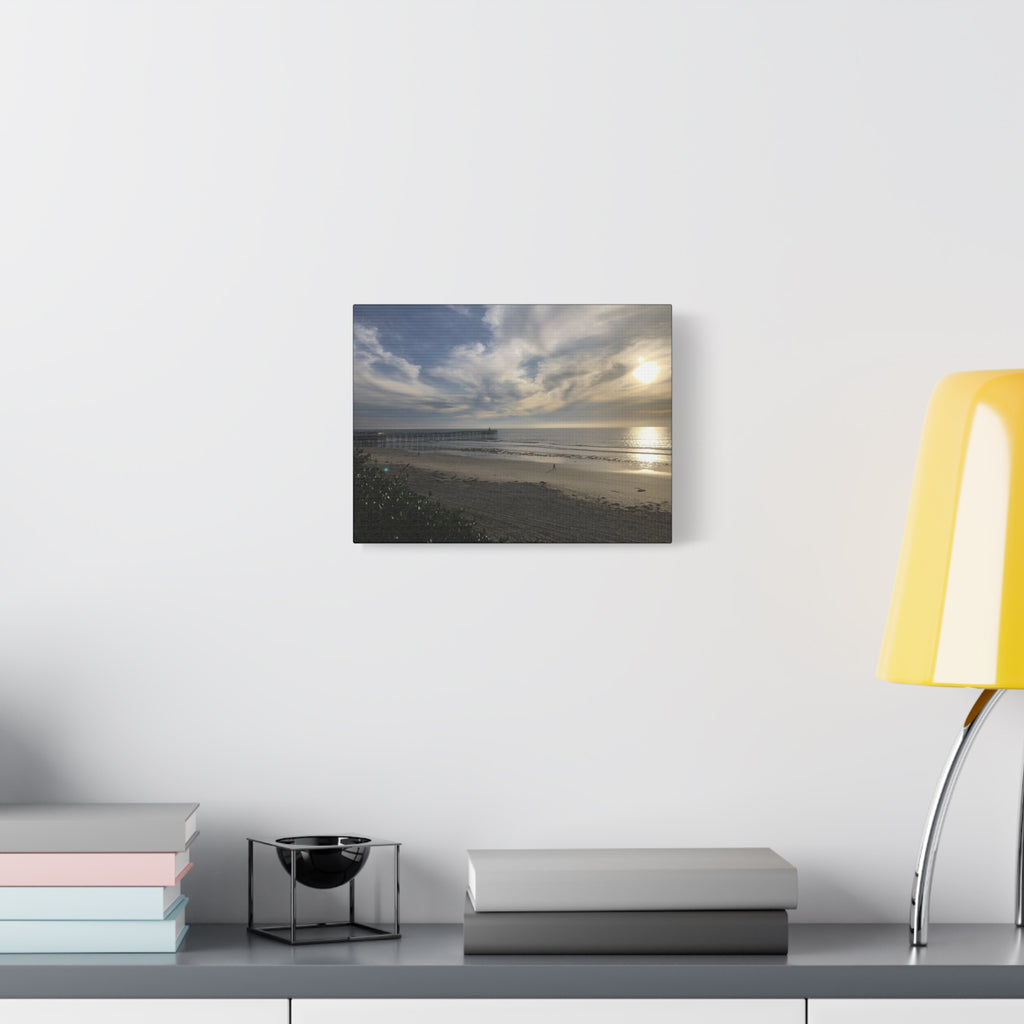 Sunset Pier Beach Canvas Print — Matte Stretched Wall Art