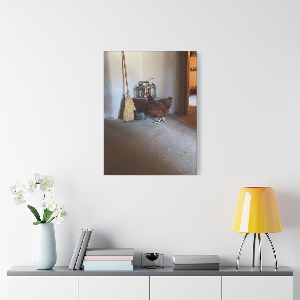 Farmhouse Chicken Canvas Print - Rustic Hen Matte Stretched Wall Art