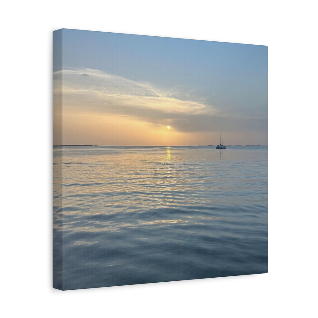 Sunset Sail Matte Canvas Print — Tranquil Ocean Wall Art, Stretched 1.25"