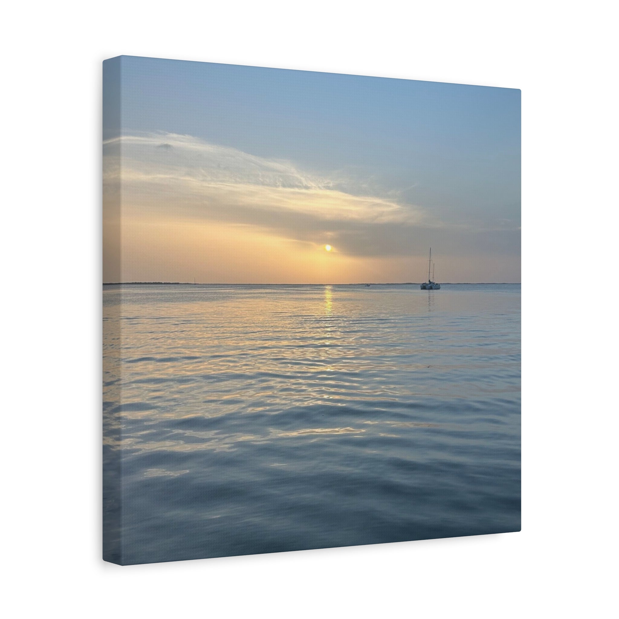 Sunset Sail Matte Canvas Print — Tranquil Ocean Wall Art, Stretched 1.25"