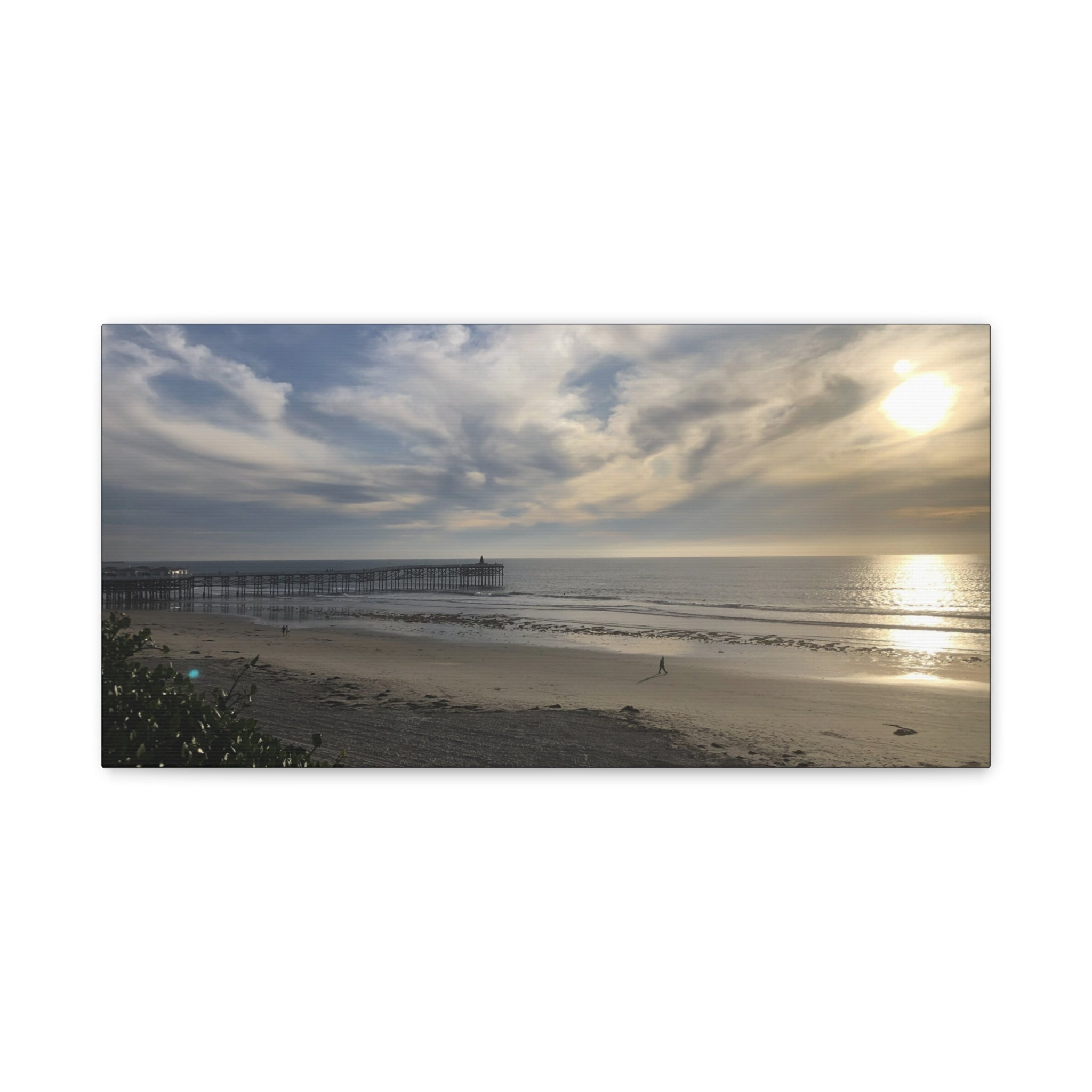Sunset Pier Beach Canvas Print — Matte Stretched Wall Art