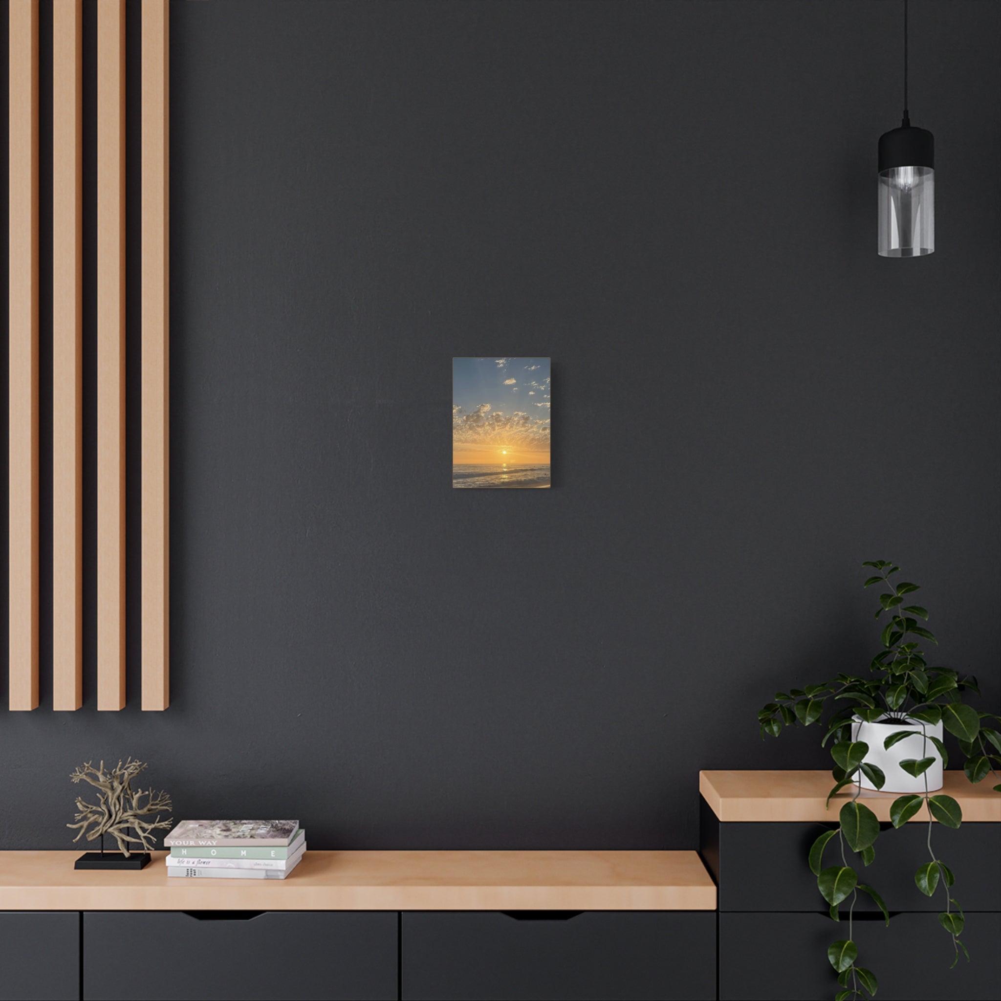 Sunset Over Ocean Matte Canvas Print — Beach Sunrise Wall Art (Stretched 1.25")
