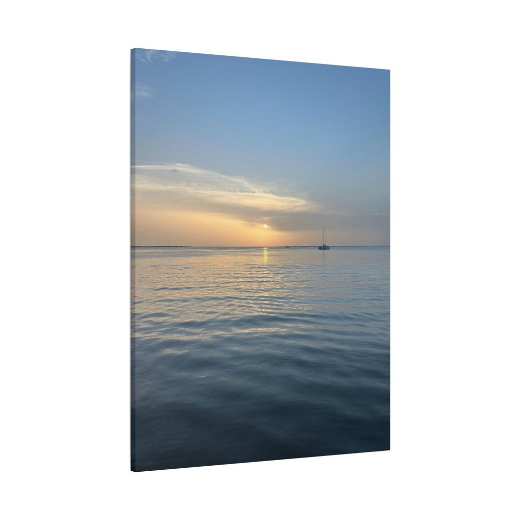 Sunset Sail Matte Canvas Print — Tranquil Ocean Wall Art, Stretched 1.25"
