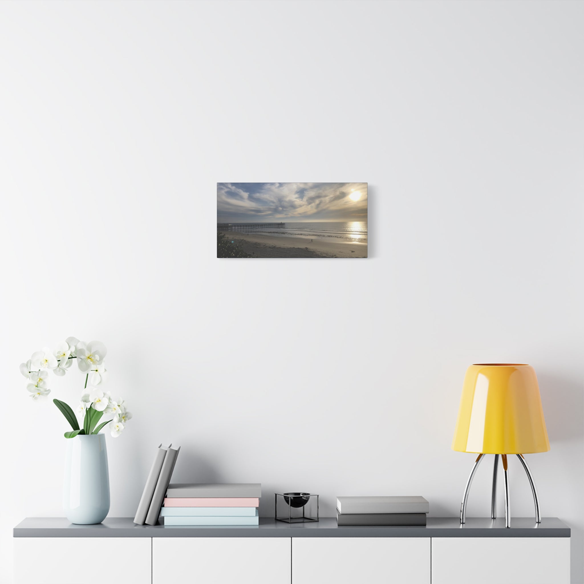 Sunset Pier Beach Canvas Print — Matte Stretched Wall Art