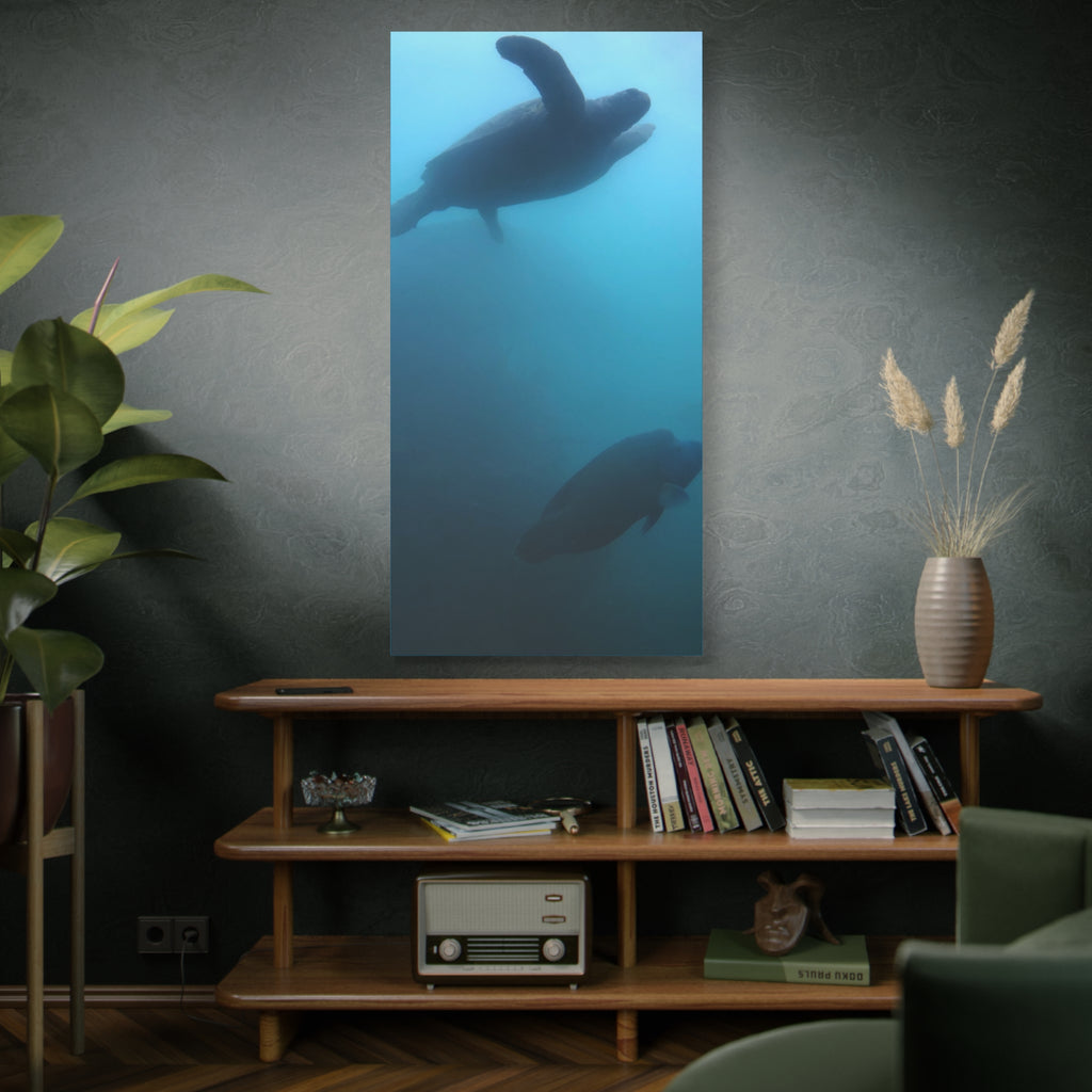 Sea Turtle and Humphead Wrasse Ocean Canvas Wall Art — Matte Stretched 1.25"