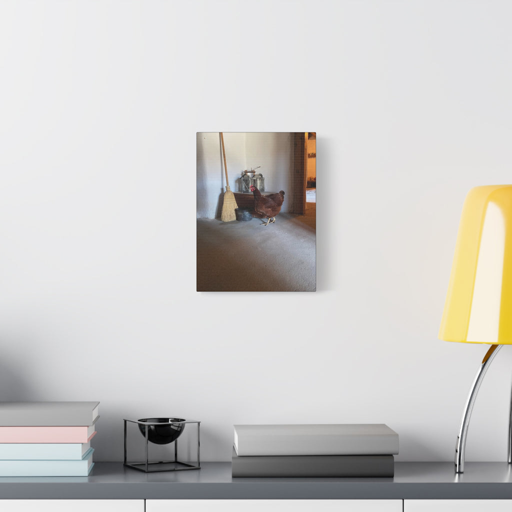 Farmhouse Chicken Canvas Print - Rustic Hen Matte Stretched Wall Art