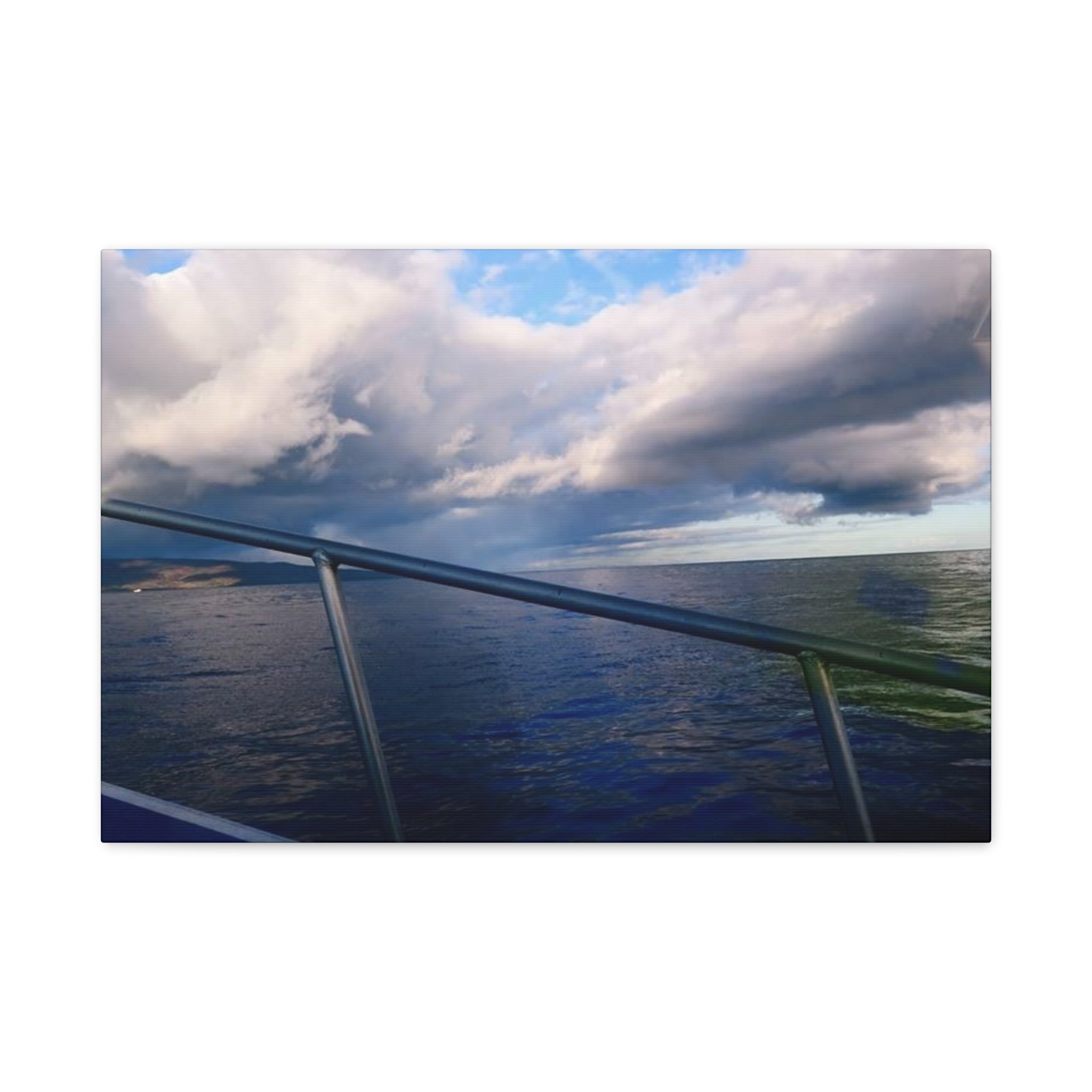 Ocean Horizon Boat Ride Matte Canvas Print – Stretched Seascape Wall Art