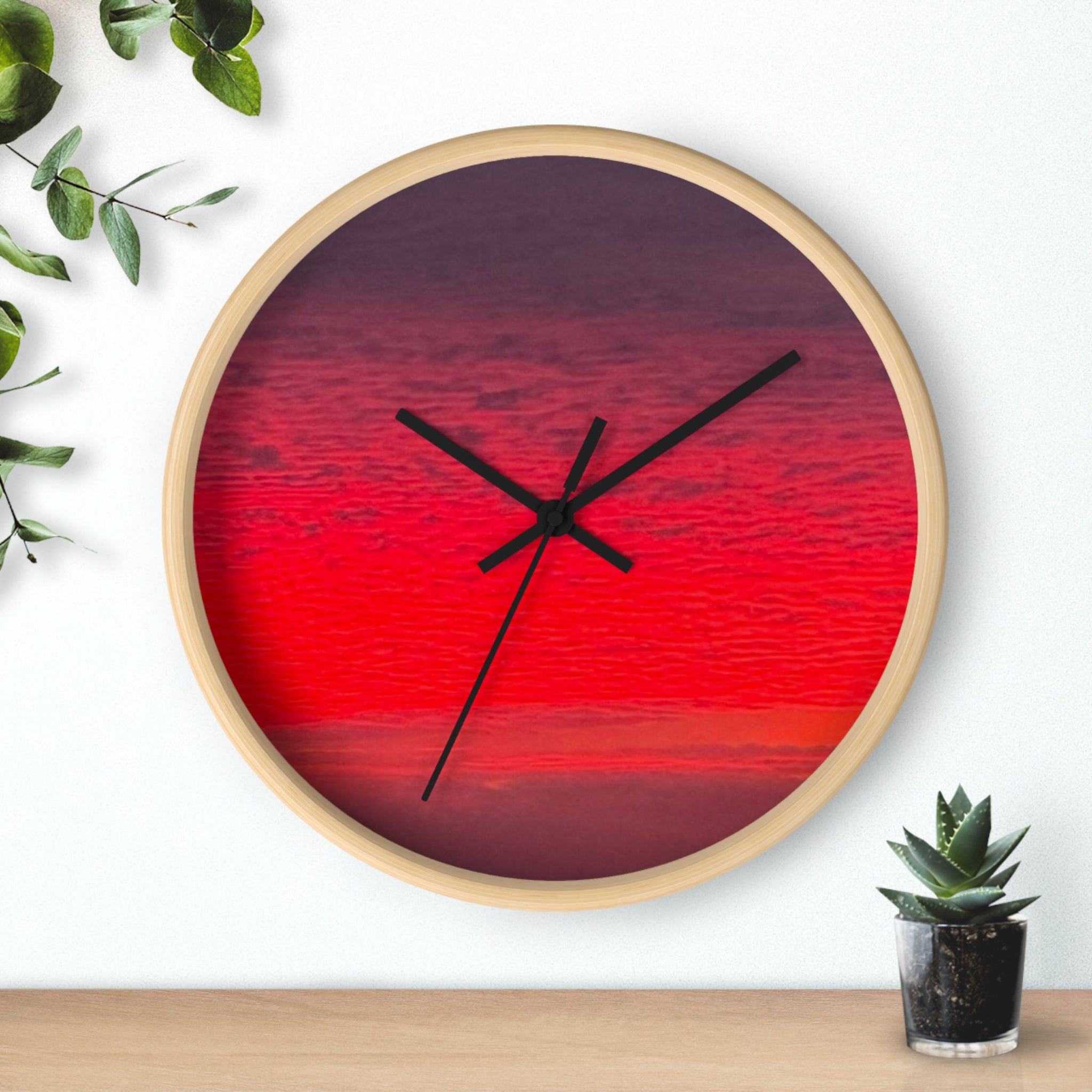 Vibrant Sunset Wall Clock — Modern Gradient Sunset Decor