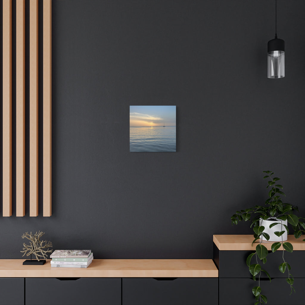 Sunset Sail Matte Canvas Print — Tranquil Ocean Wall Art, Stretched 1.25"