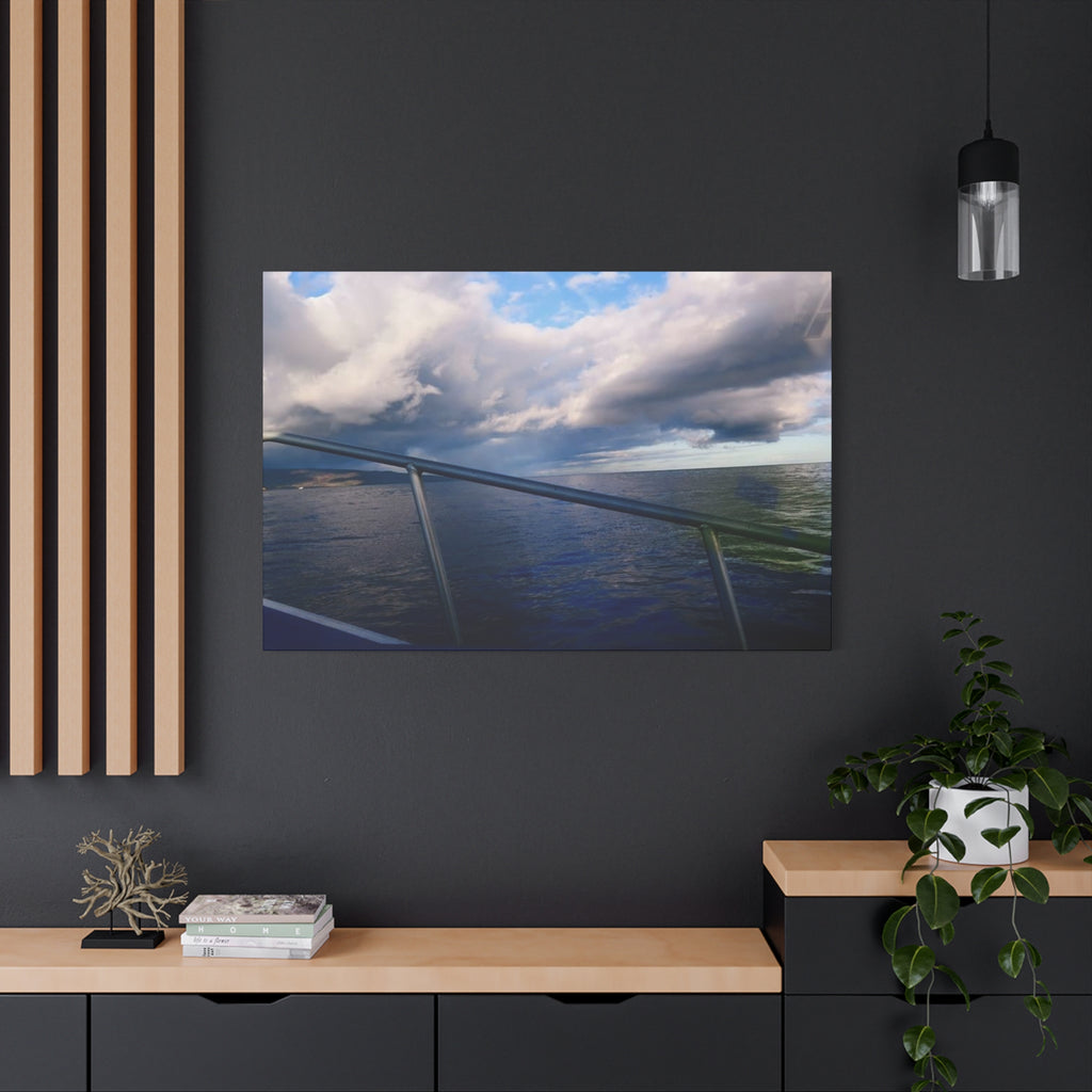 Ocean Horizon Boat Ride Matte Canvas Print – Stretched Seascape Wall Art