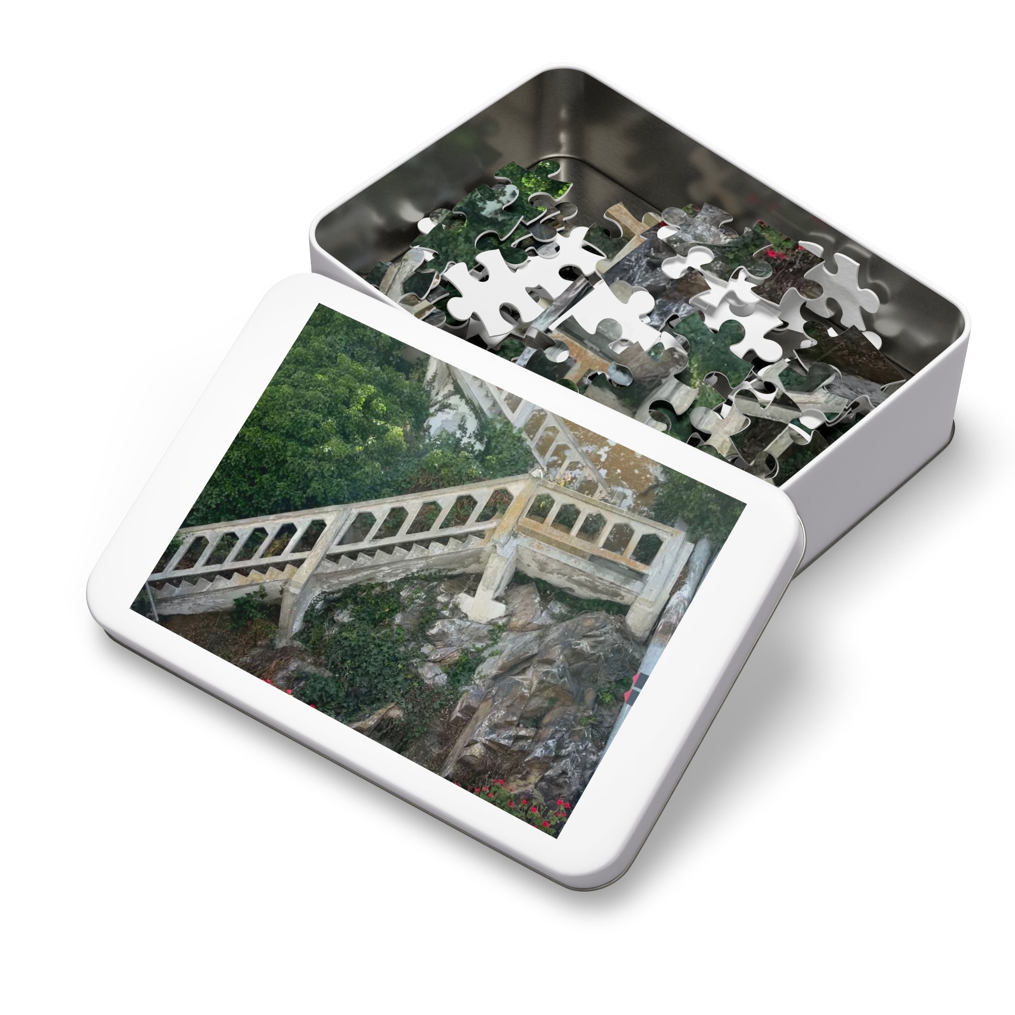 Scenic Stairway Jigsaw Puzzle with Tin — Travel Landscape Puzzle