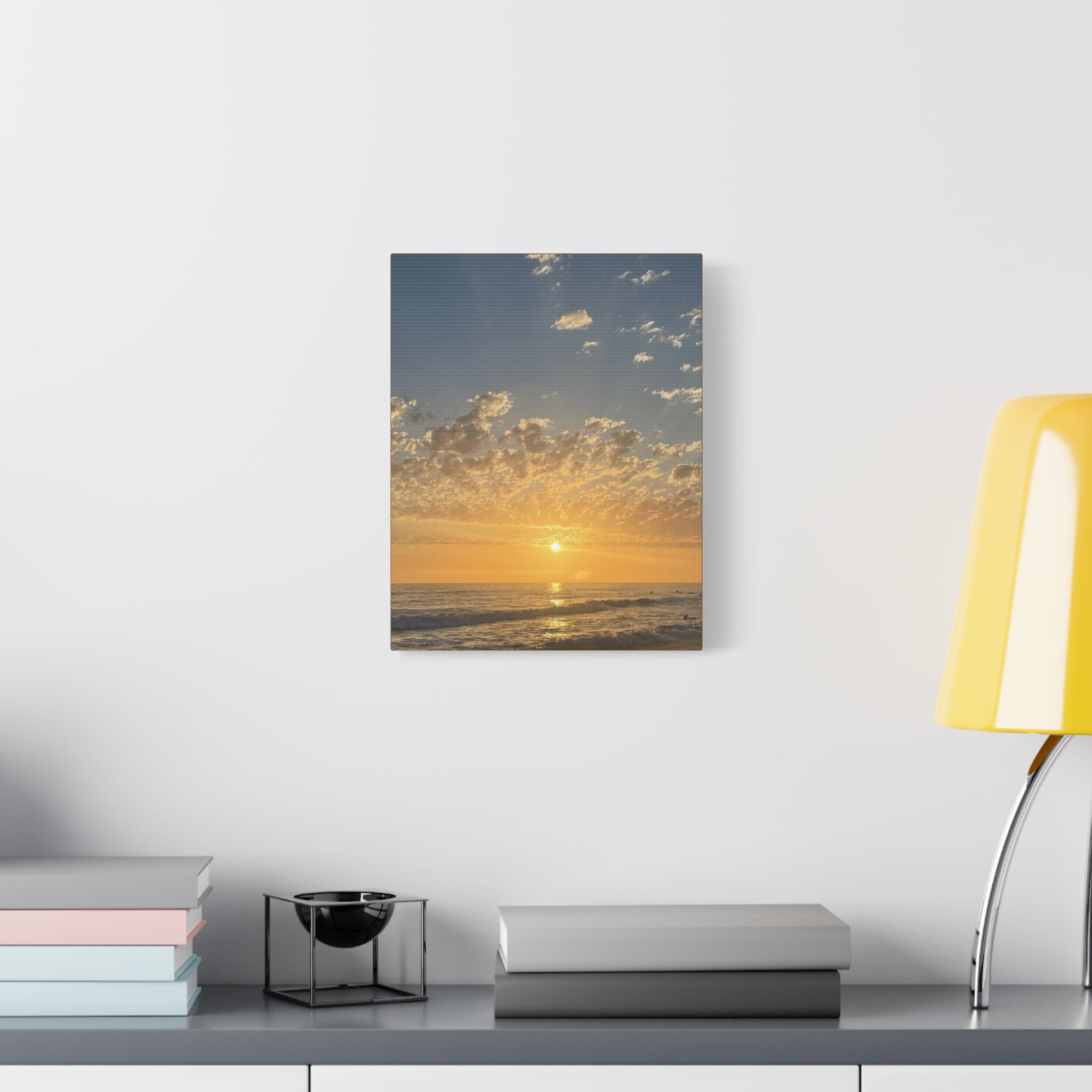 Sunset Over Ocean Matte Canvas Print — Beach Sunrise Wall Art (Stretched 1.25")