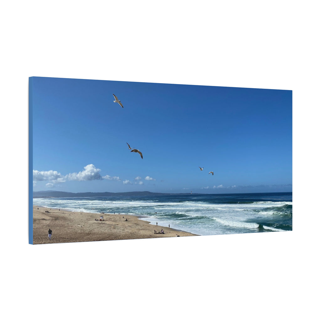 Coastal Seascape Canvas Print — Panoramic Beach with Seagulls