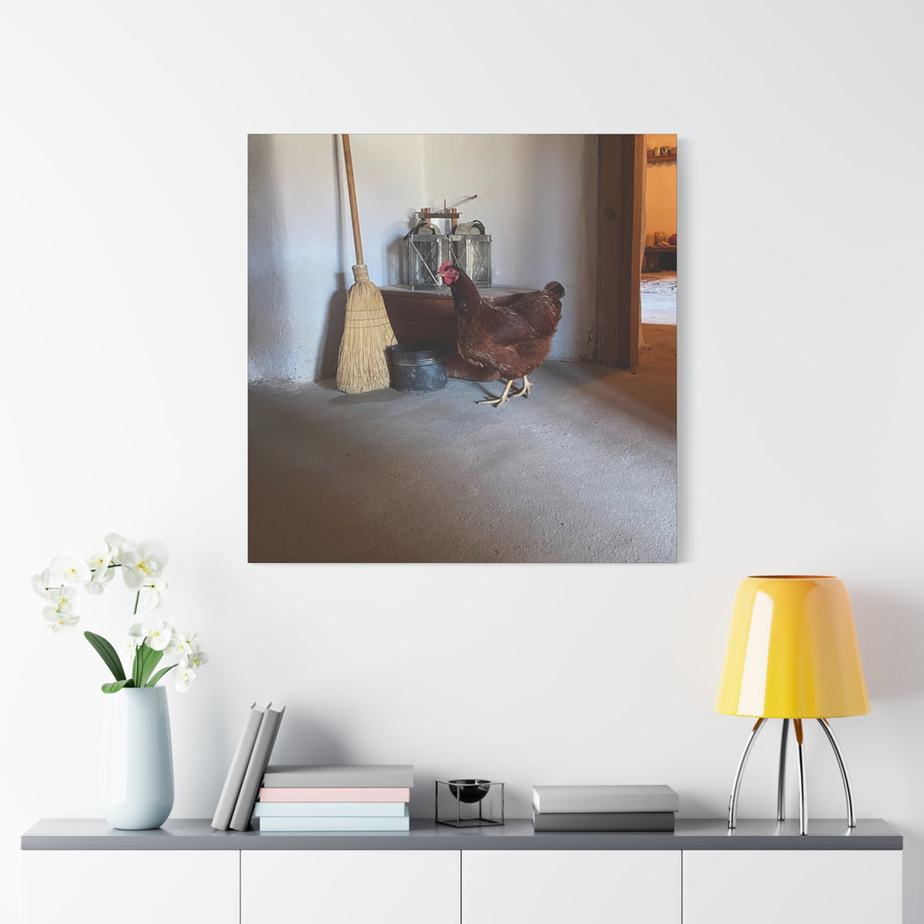 Farmhouse Chicken Canvas Print - Rustic Hen Matte Stretched Wall Art