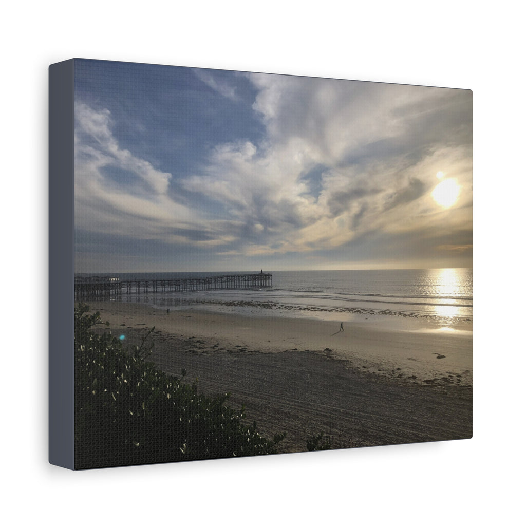 Sunset Pier Beach Canvas Print — Matte Stretched Wall Art