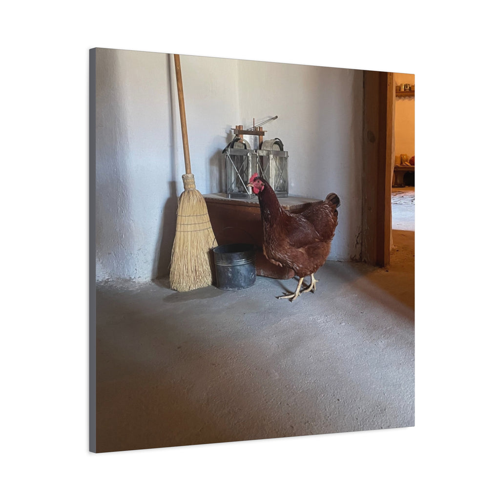 Farmhouse Chicken Canvas Print - Rustic Hen Matte Stretched Wall Art