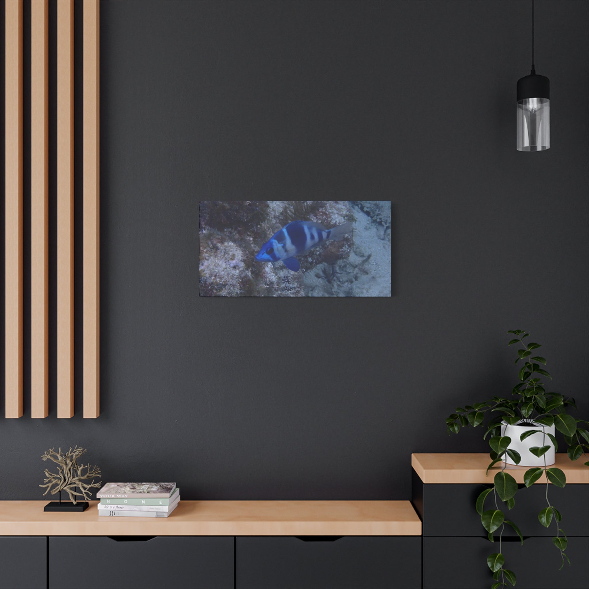 Indigo Hamlet Canvas Print — Underwater Matte Stretched Wall Art