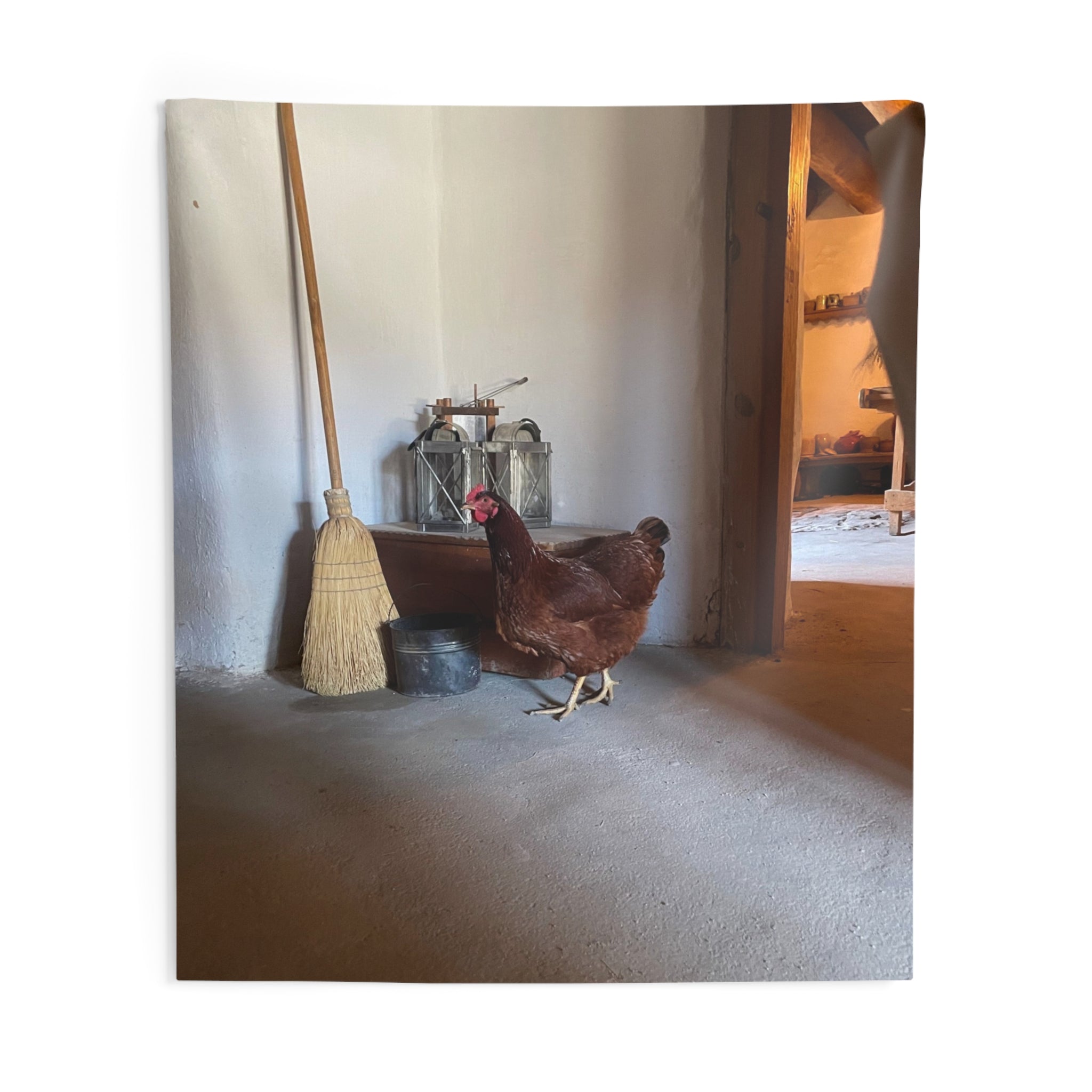 Chicken Photo Tapestry — Rustic Farmhouse Indoor Wall Decor